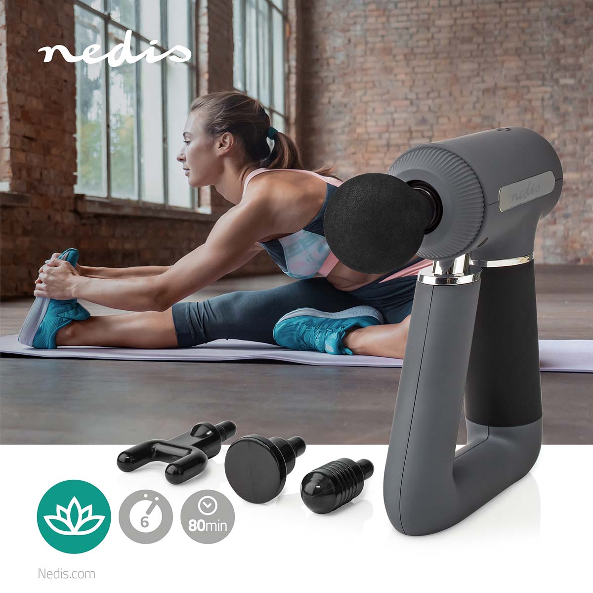 Nedis Sportmassagepistool batterij gevoed