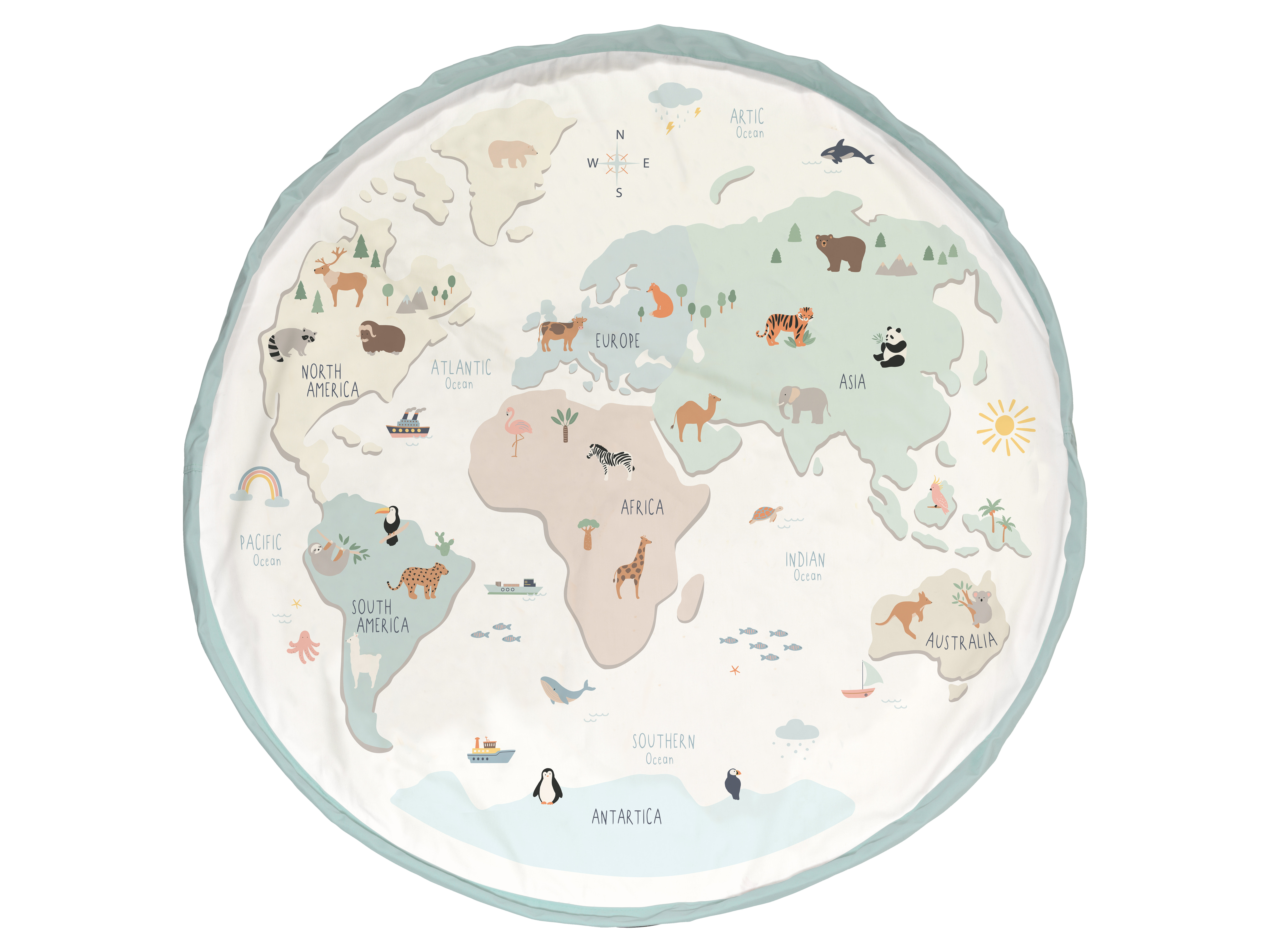 Play & Go Speelmat-Opbergzak Noomad Original Double Printed Worldmap Colour 140 cm