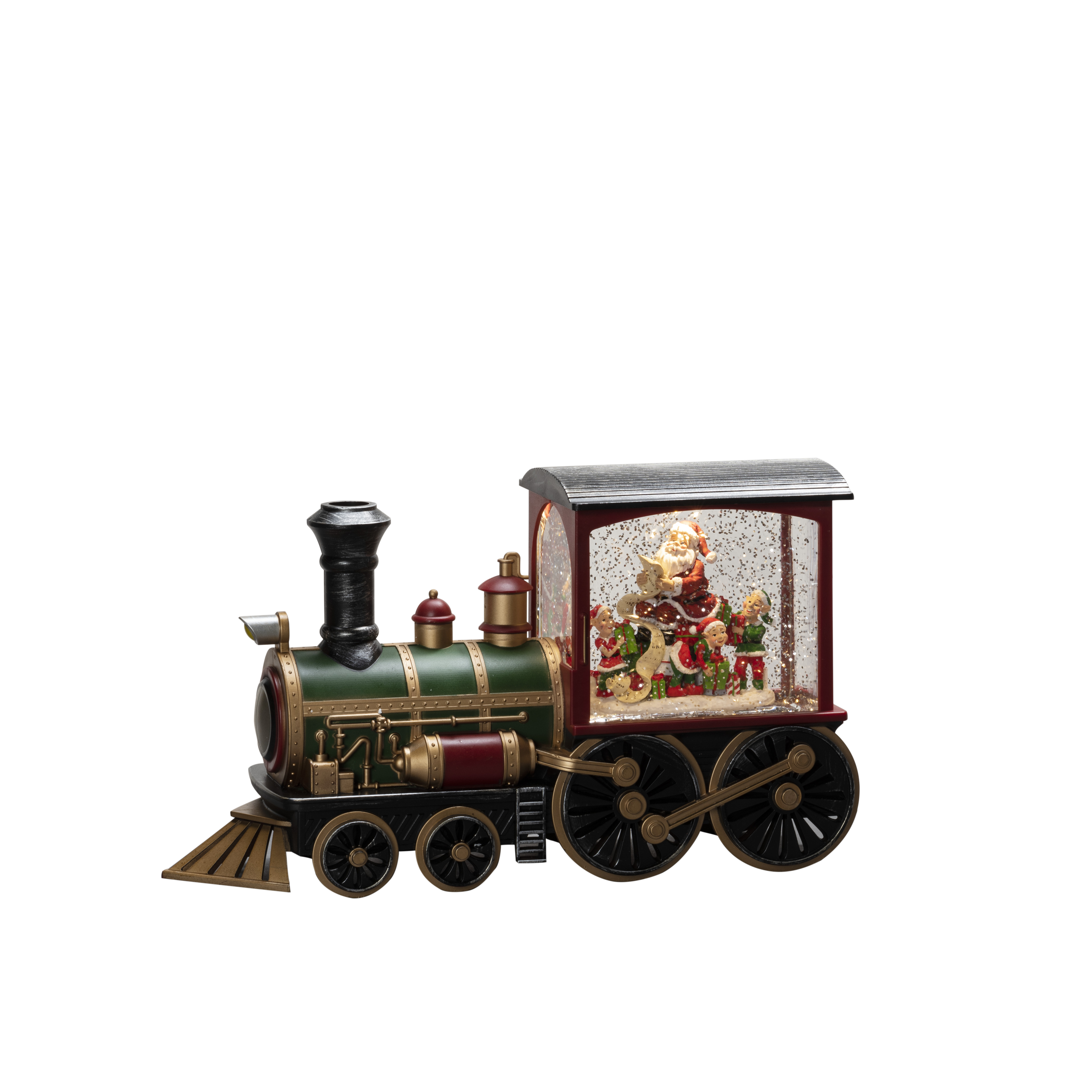 Konstsmide LED Locomotief met Kerstman Sneeuwtafereel - 18x31.5 cm - 1 led - Warm Wit - op Batterijen (excl.) of USB