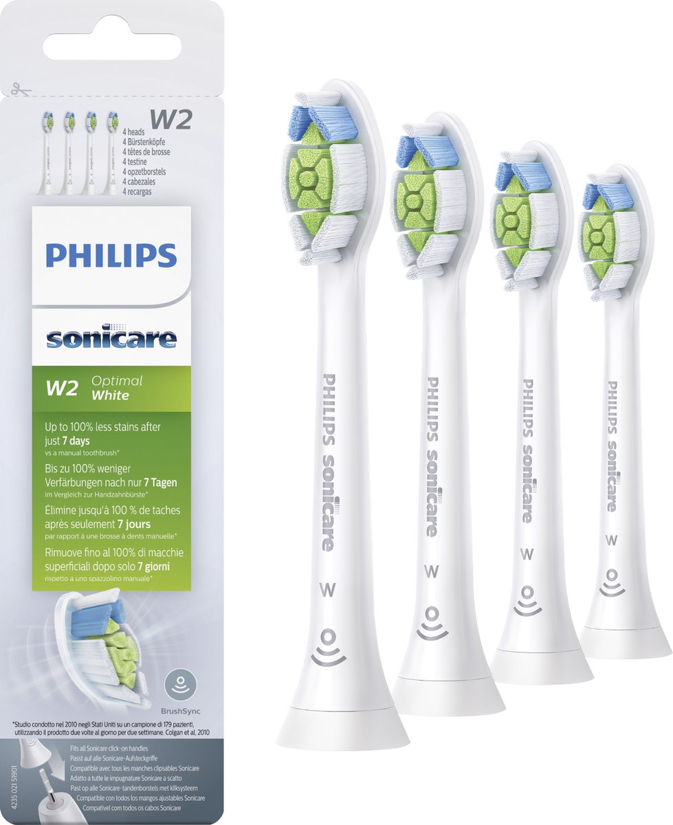 Philips Sonicare Opzetborstels W2 4 stuks Optimal White
