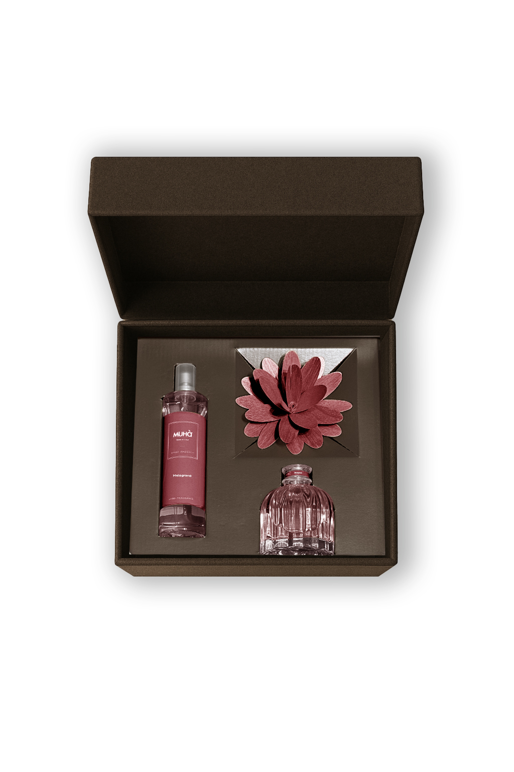 Muhà Set Geurdiffuser Flower Bordeaux 60ml & Huisparfum 100ml - Pomegranate
