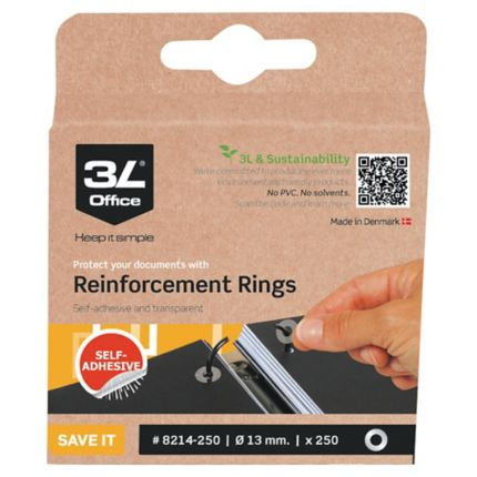 3L Versterkingsringen 250 Stuks Transparant in Dispenser