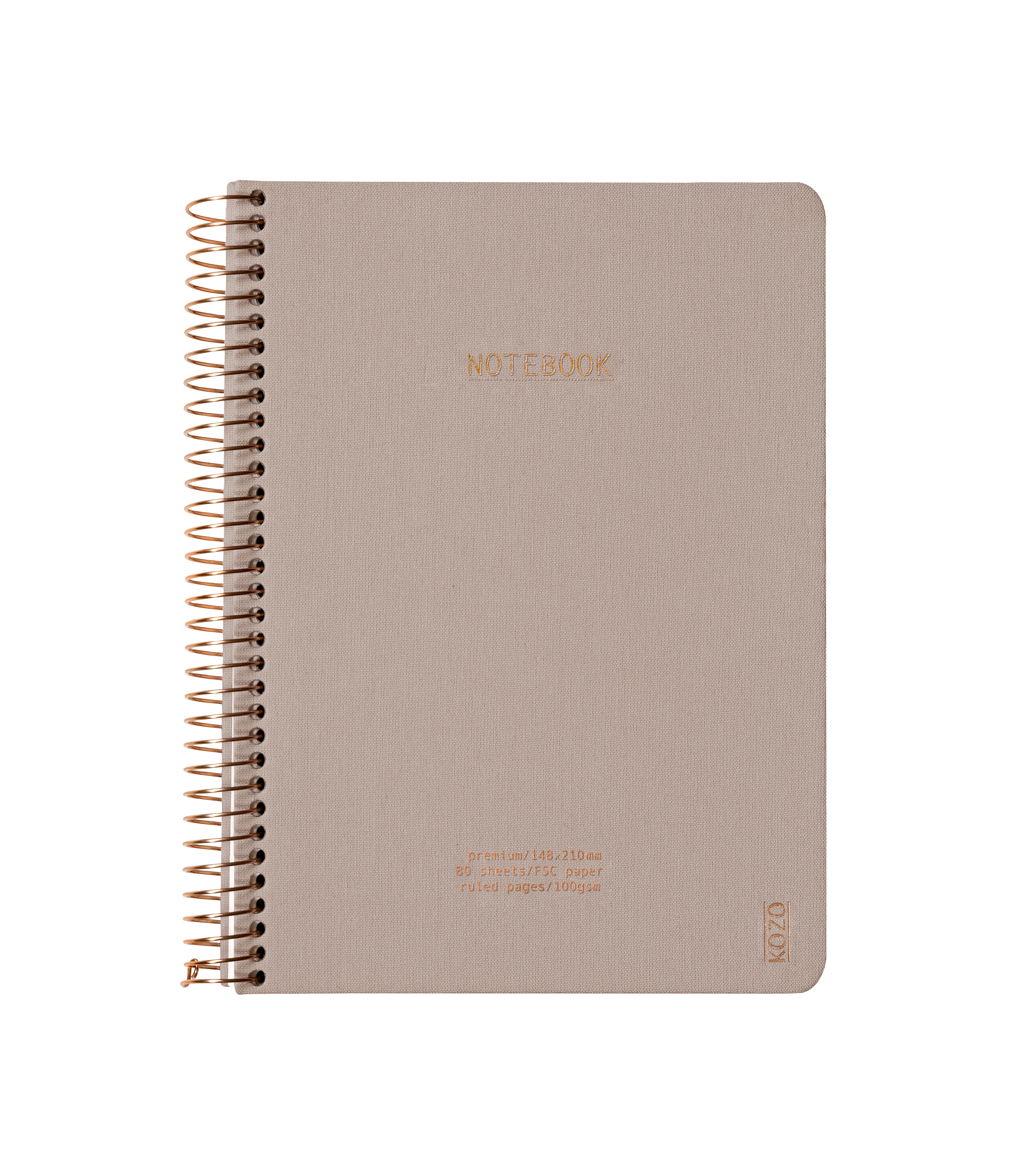 KOZO Notebook A5 Premium Sand Spiraal Gelijnd 80 vel