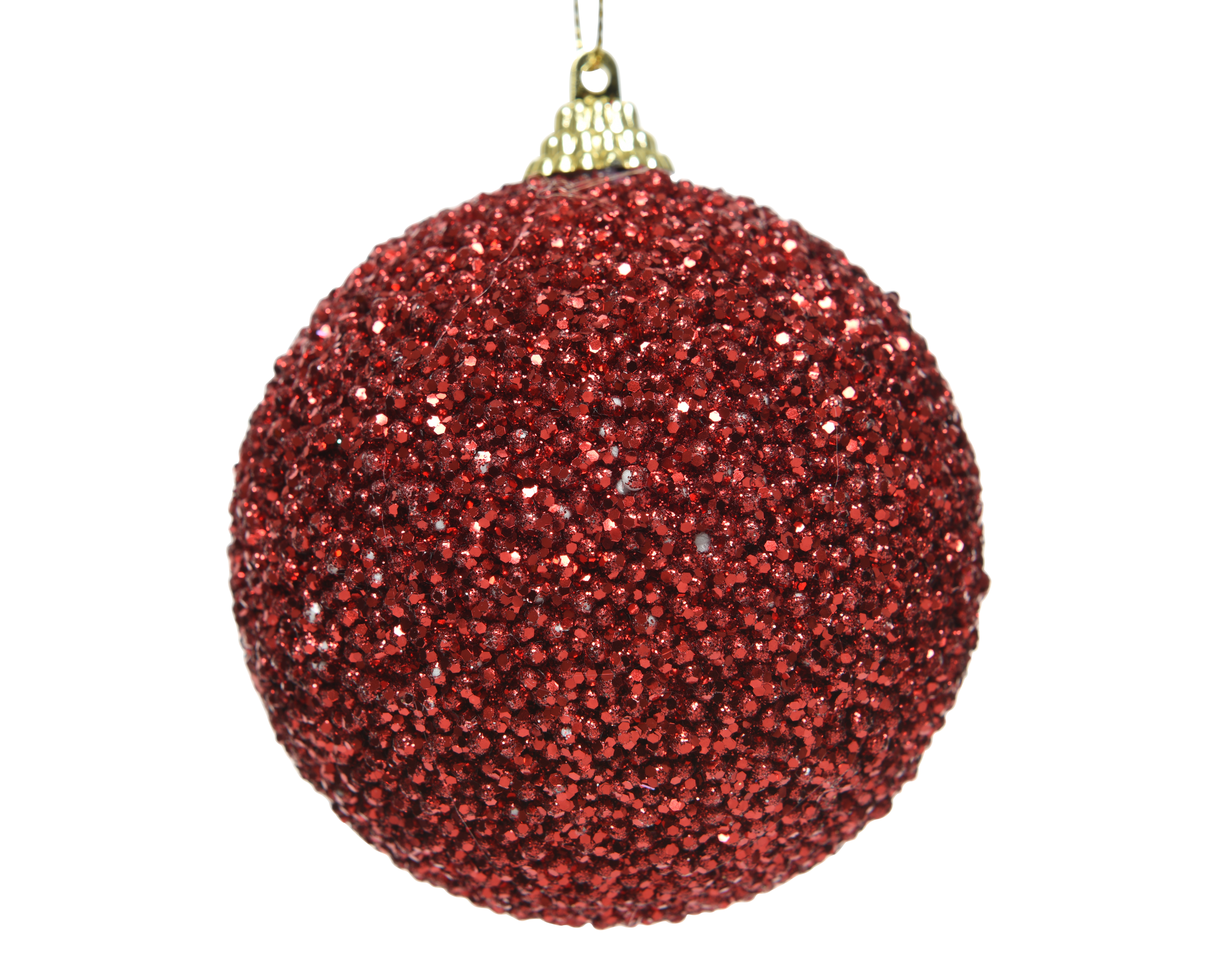 Kerstbal Foam Rood 8cm met Parels