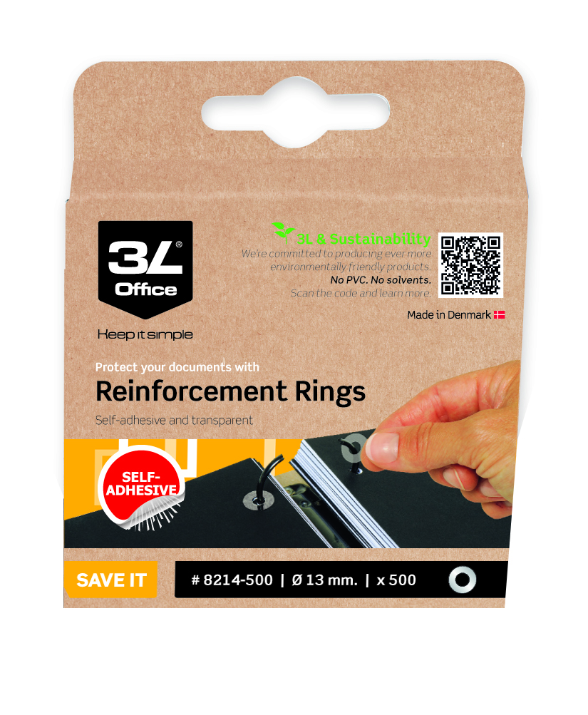 3L Versterkingsringen 500 Stuks Transparant in Dispenser