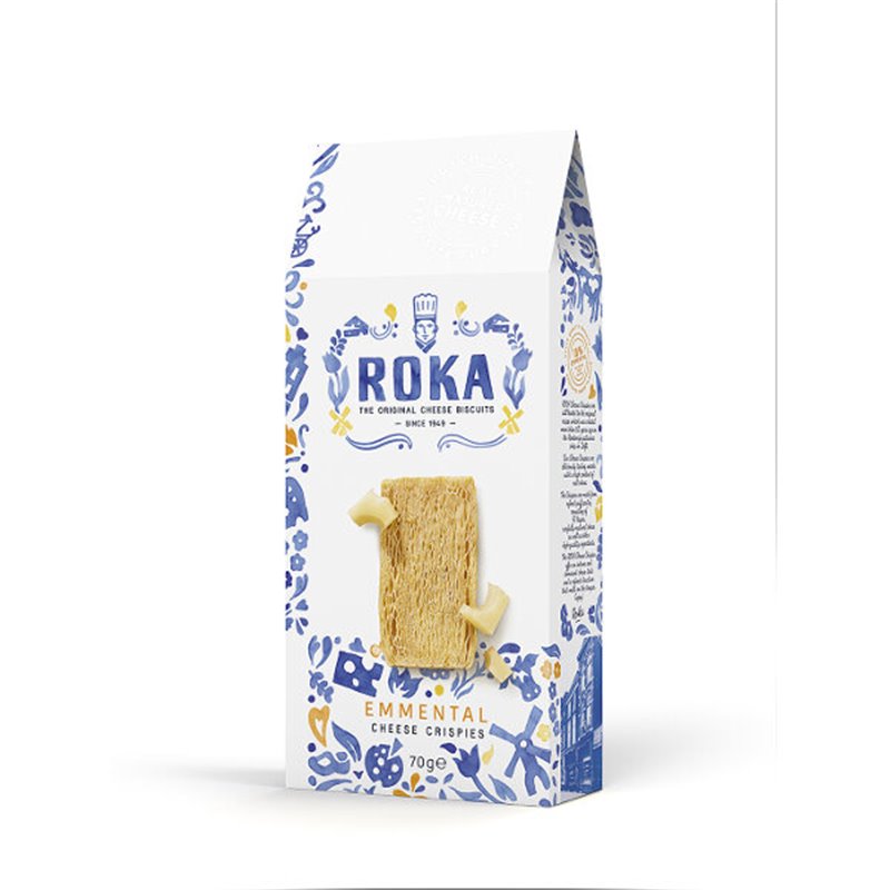 Roka Cheese Crispies Emmental Delfts Blauw 70g