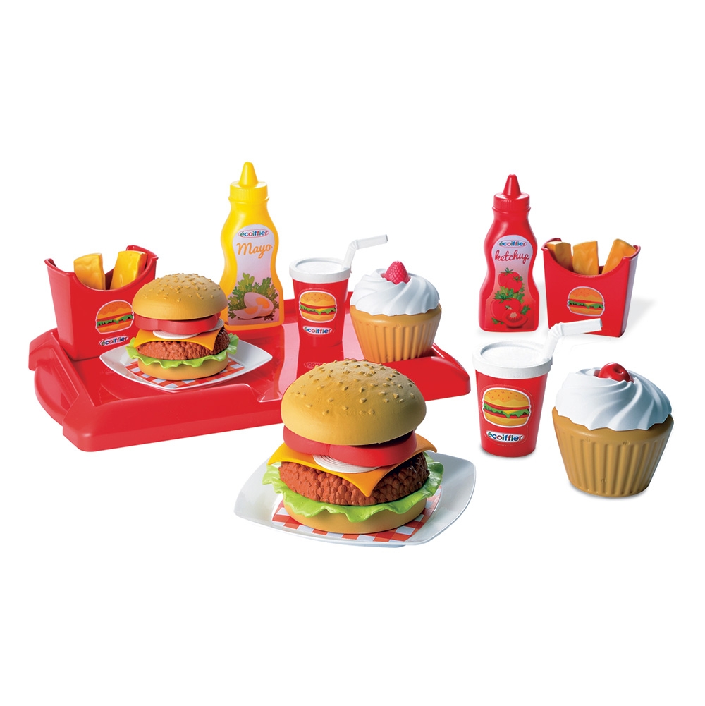 Ecoiffier 100% Box met 36-delige Hamburgerset