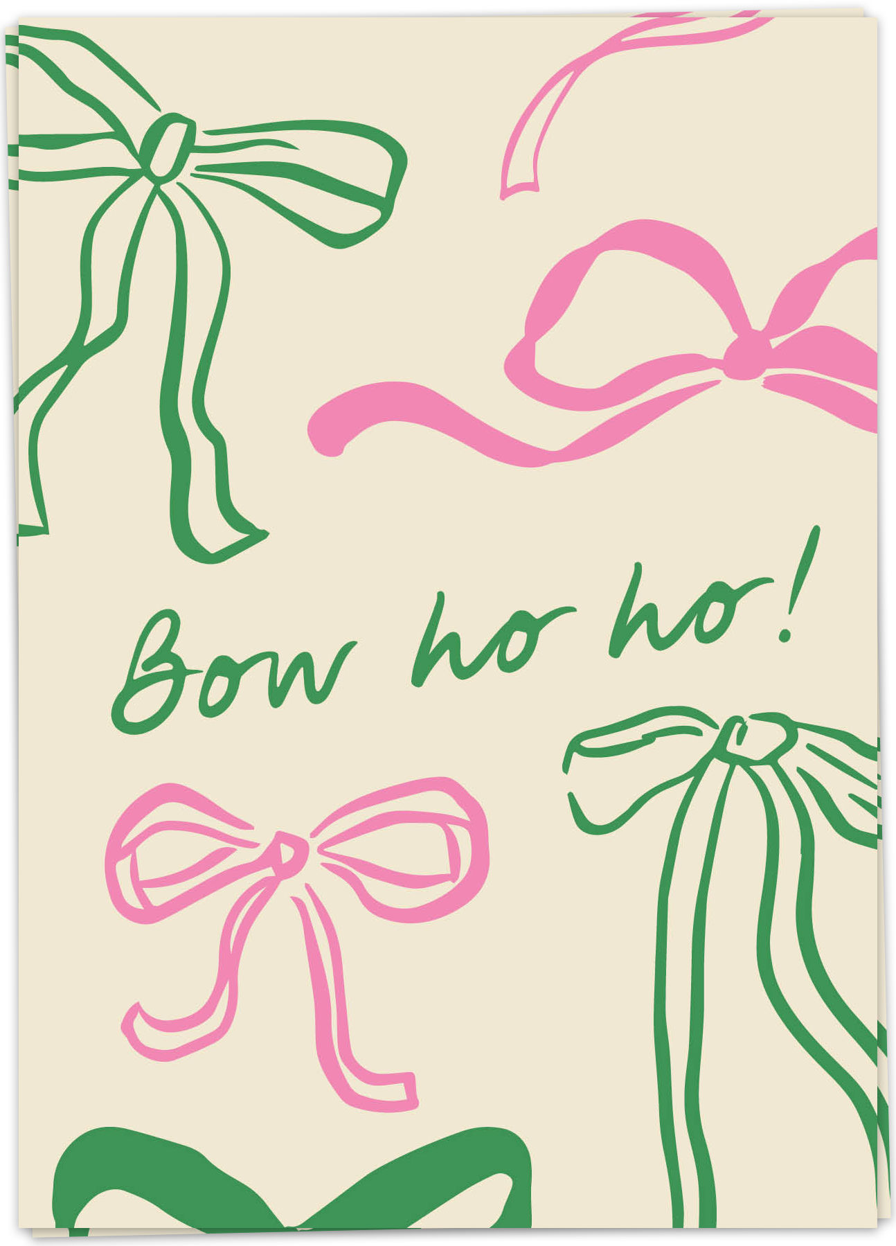 Wenskaart Kerst Bow Ho Ho