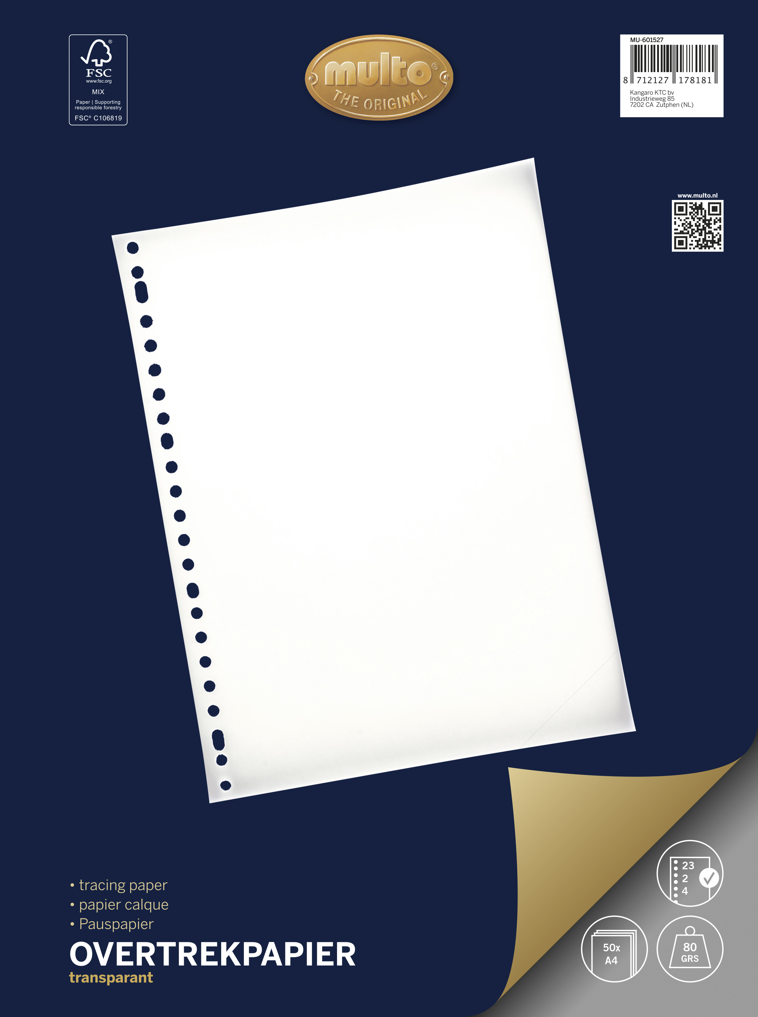 Multo Ringbandinterieur A4 Overtrekpapier Transparant 50 vel