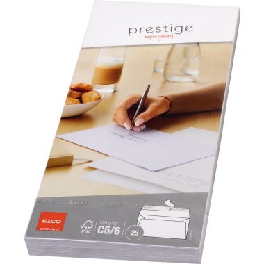 Elco Prestige Enveloppen C5/6 DL Wit 229x114 mm - 25 stuks