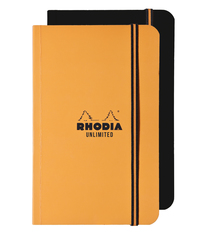 Rhodia Notablok Unlimited Zwart/Oranje 9x14 cm -80 g -Geruit/ Gelijnd - 60 blz.