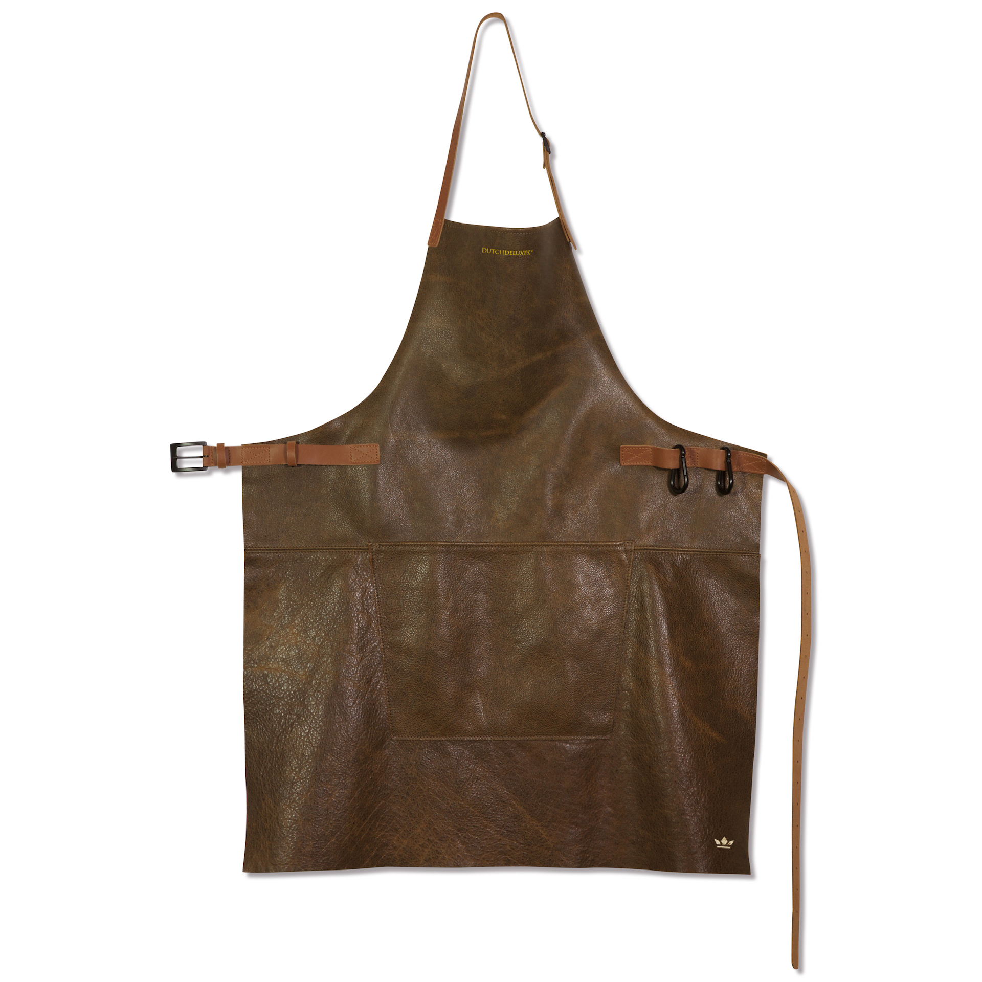 Dutchdeluxes Keukenschort BBQ Style Vintage Brown - 78.5x64.5 cm - 100% Volnerf Leer - Handgemaakt