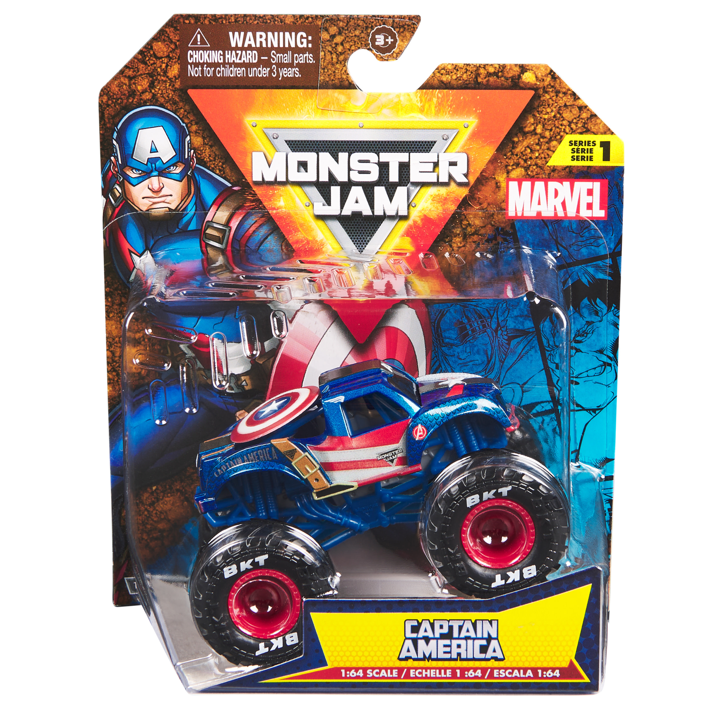 Monster Jam 1:64 Marvel 1 pack  - assorti - prijs per stuk