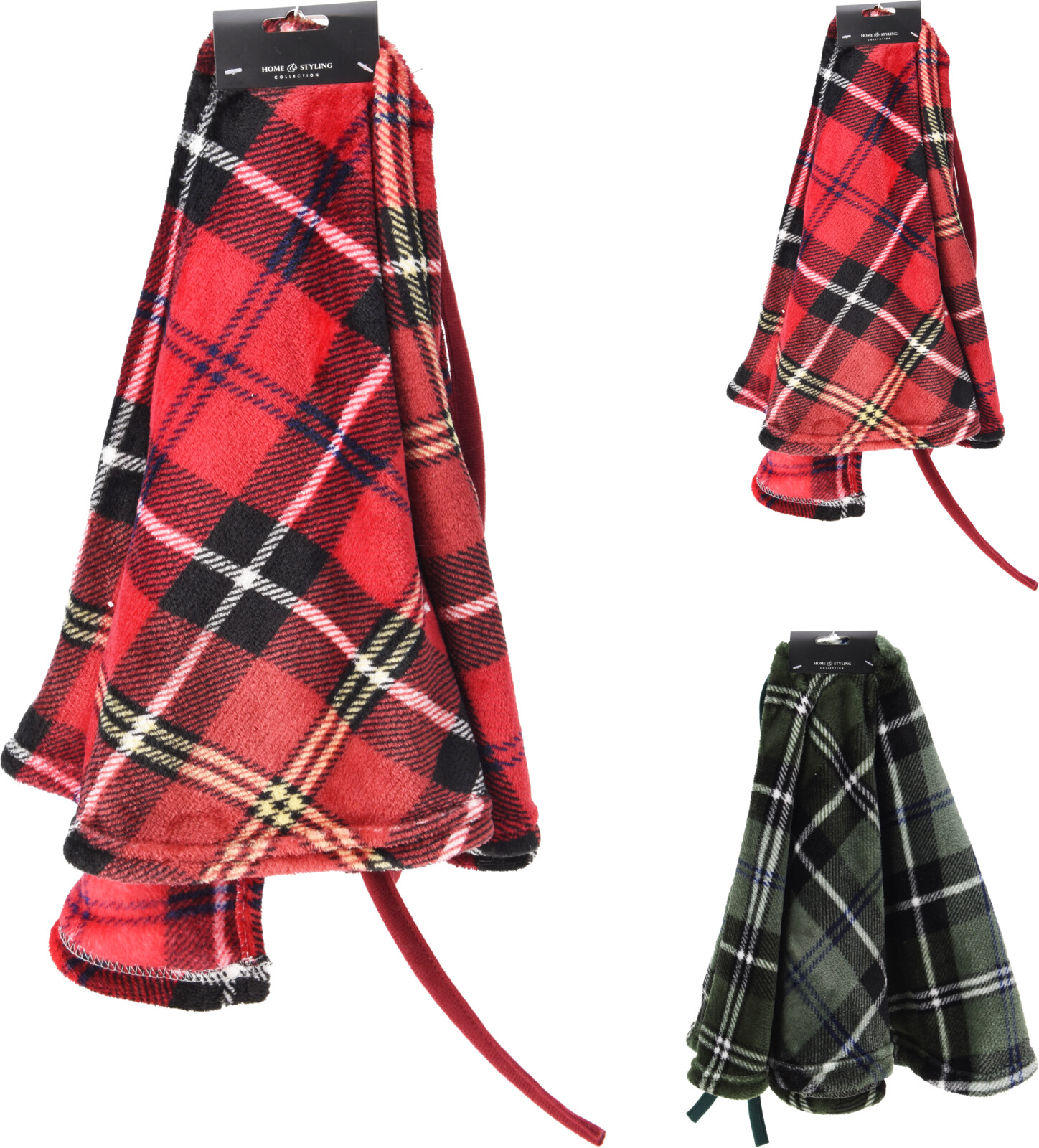 Kerstboomrok Geruit 90cm - Flanel - assorti - prijs per stuk