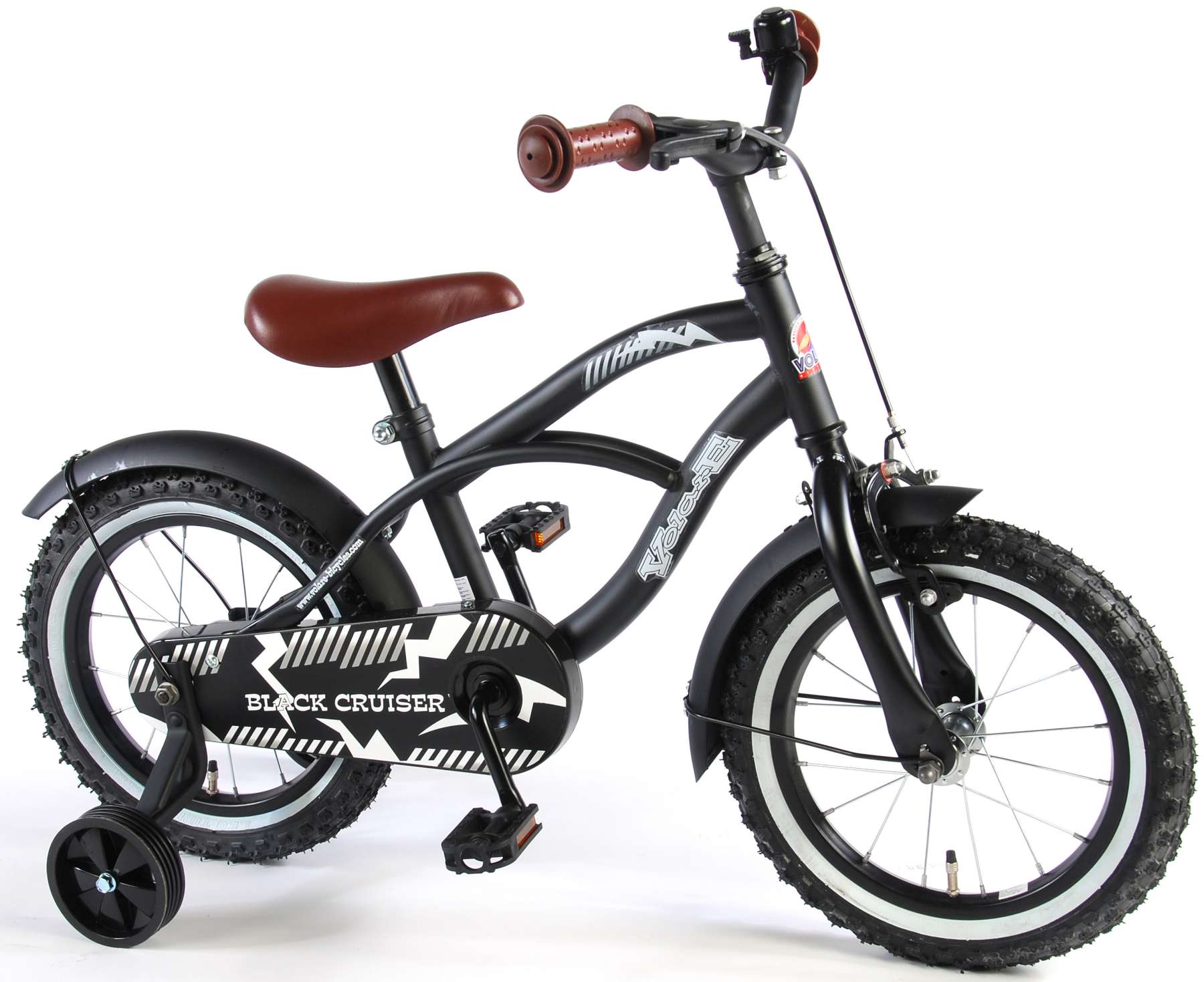 Volare Black Cruiser Kinderfiets Zwart Handrem+Terugtraprem 14 inch