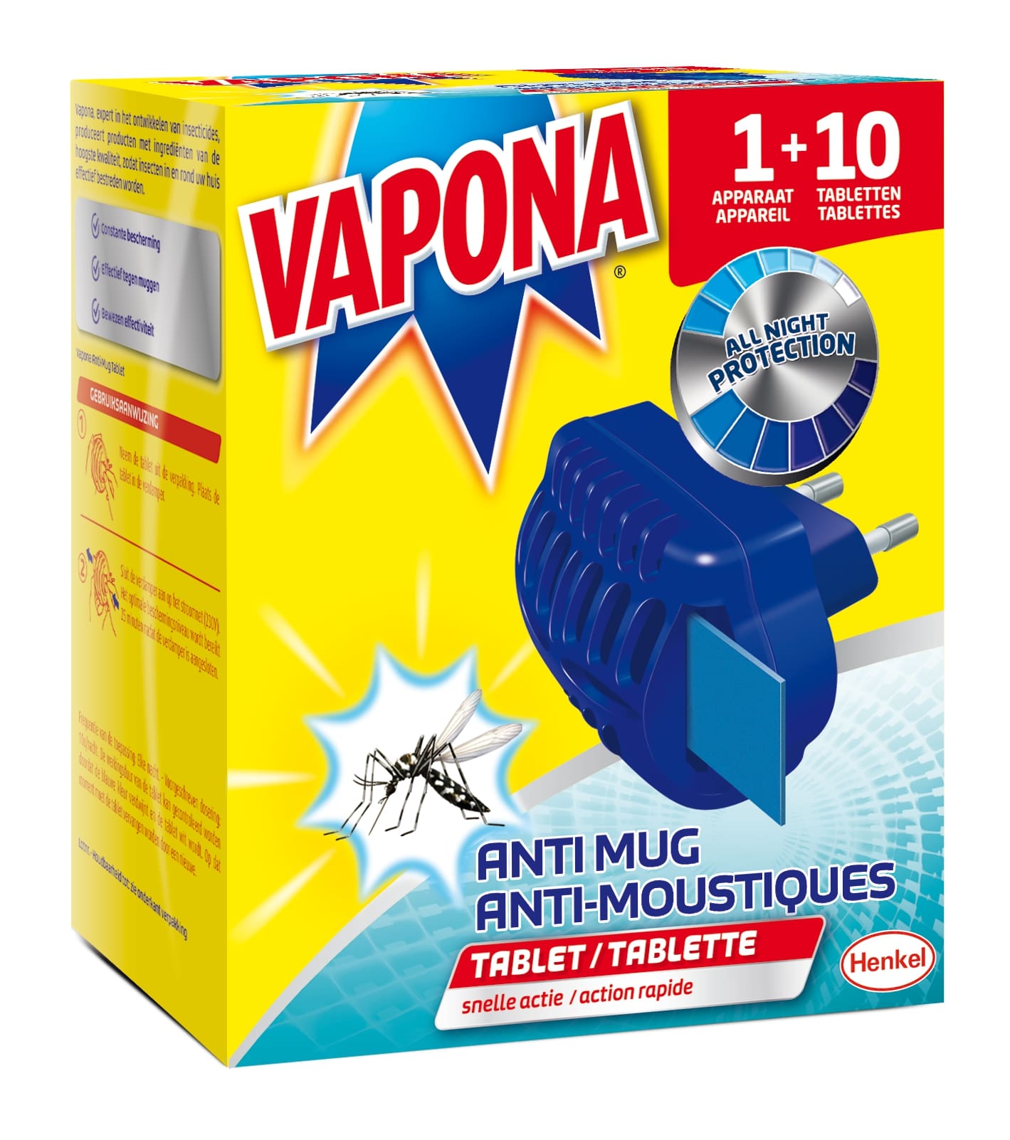 VAPONA Electrisch Tablet Anti-Mug Apparaat+10 Tabletten