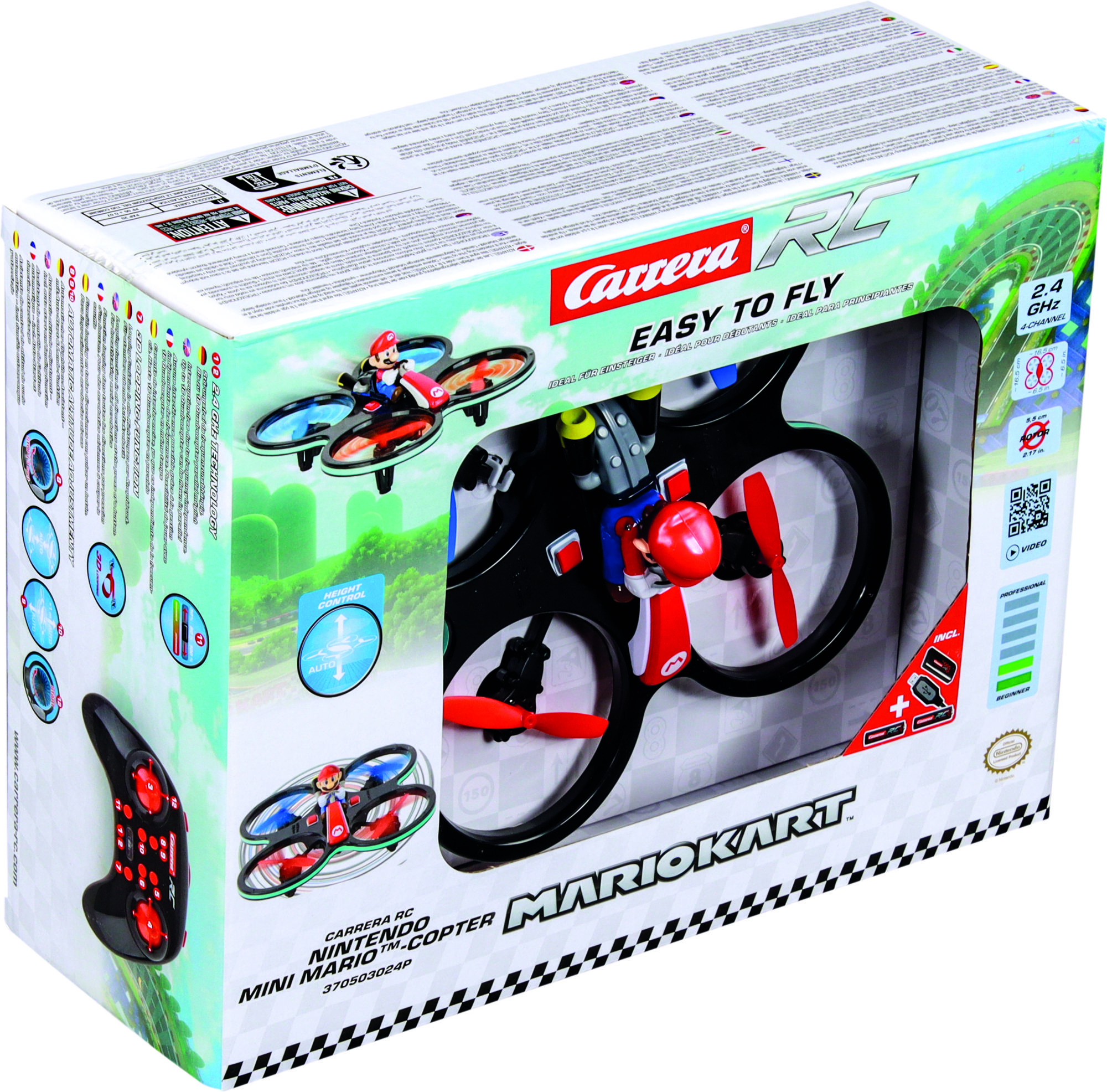 Carrera RC Mario Kart Mini Drone R/C 2.4 Ghz, F/F, R/R, Mario-copter