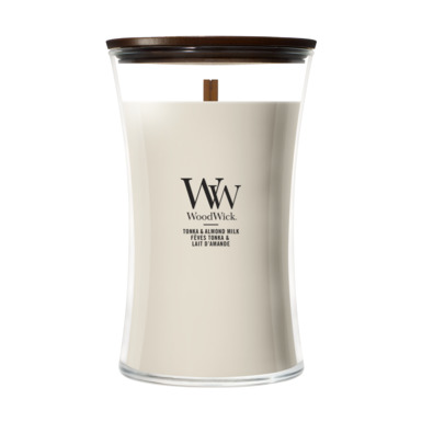 Woodwick Kaars Tonka & Almond Milk Large - 10.2x17.8 cm - 130 Branduren