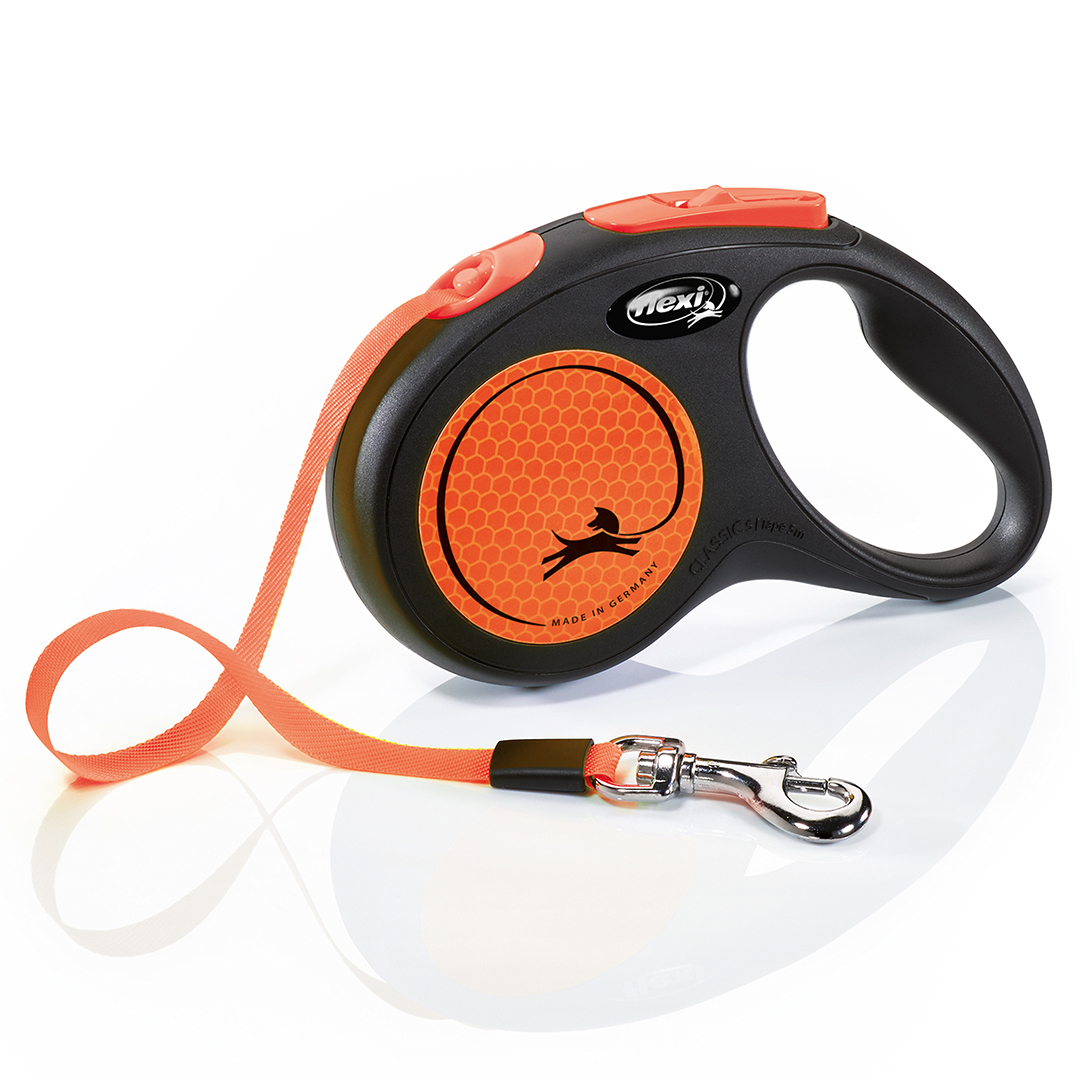 Flexi Leiband New Neon Lint S 5 m Zwart - Neon Oranje