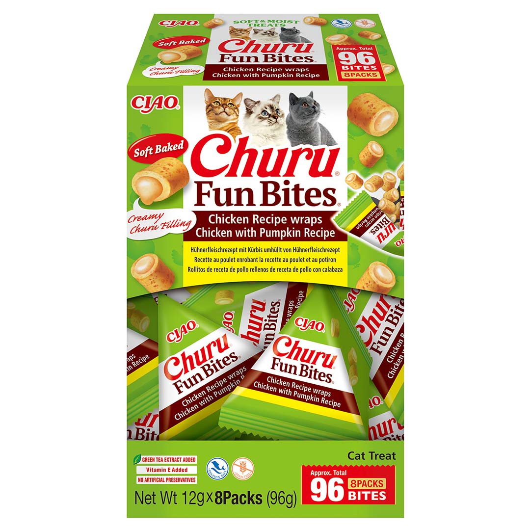 Ciao Churu Fun Bites Wrap Kattensnack Kip & Pompoen 8x 12 g