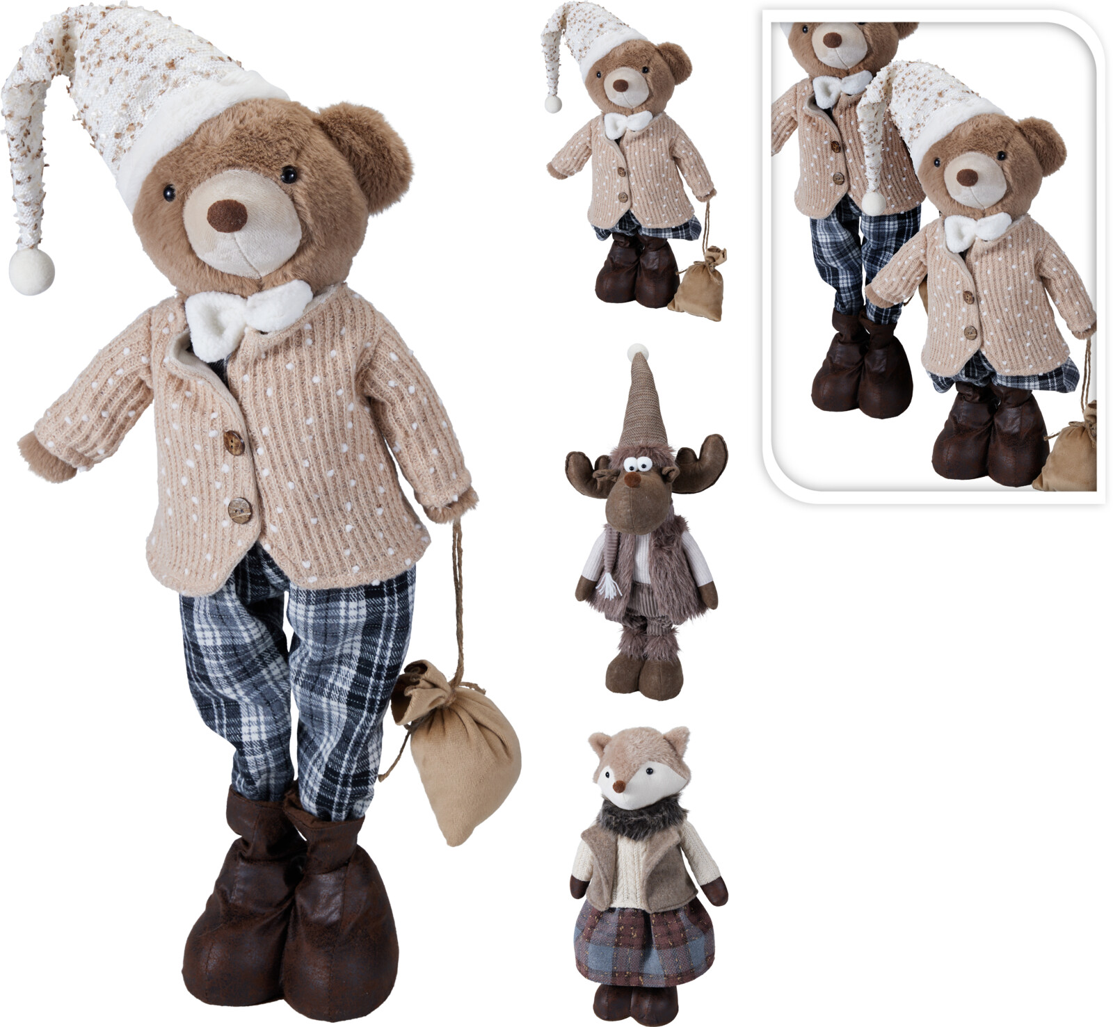 Beer/Muis/Vos 25x14x62 cm - assorti - prijs per stuk