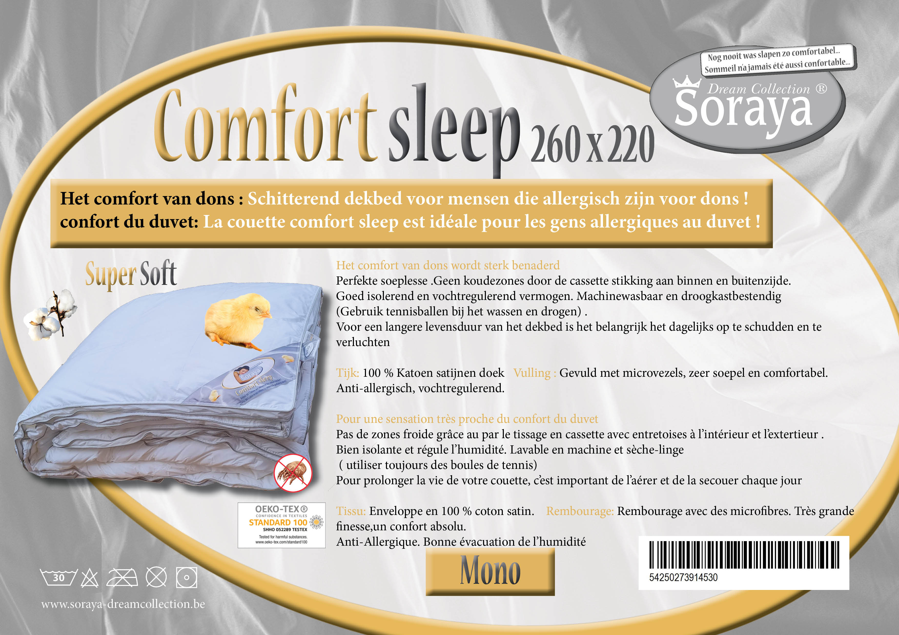 Dekbed Comfort Sleep Mono 260x220 cm