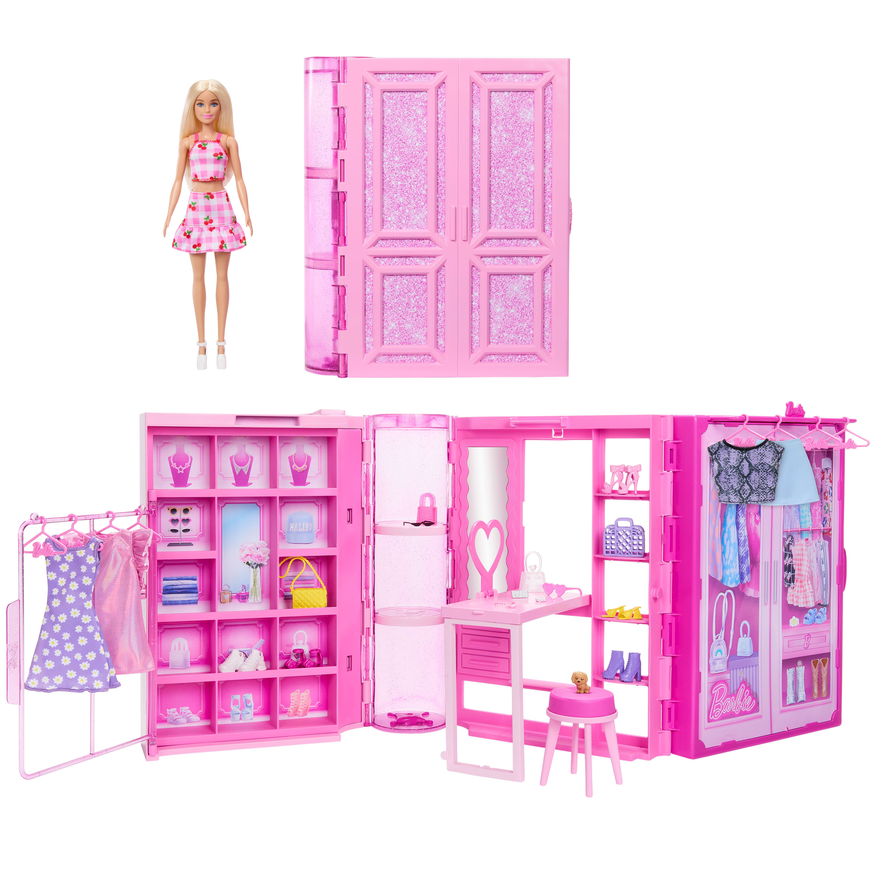Barbie Droom Kledingkast met Barbie pop 3.0, Speelset met accessoires