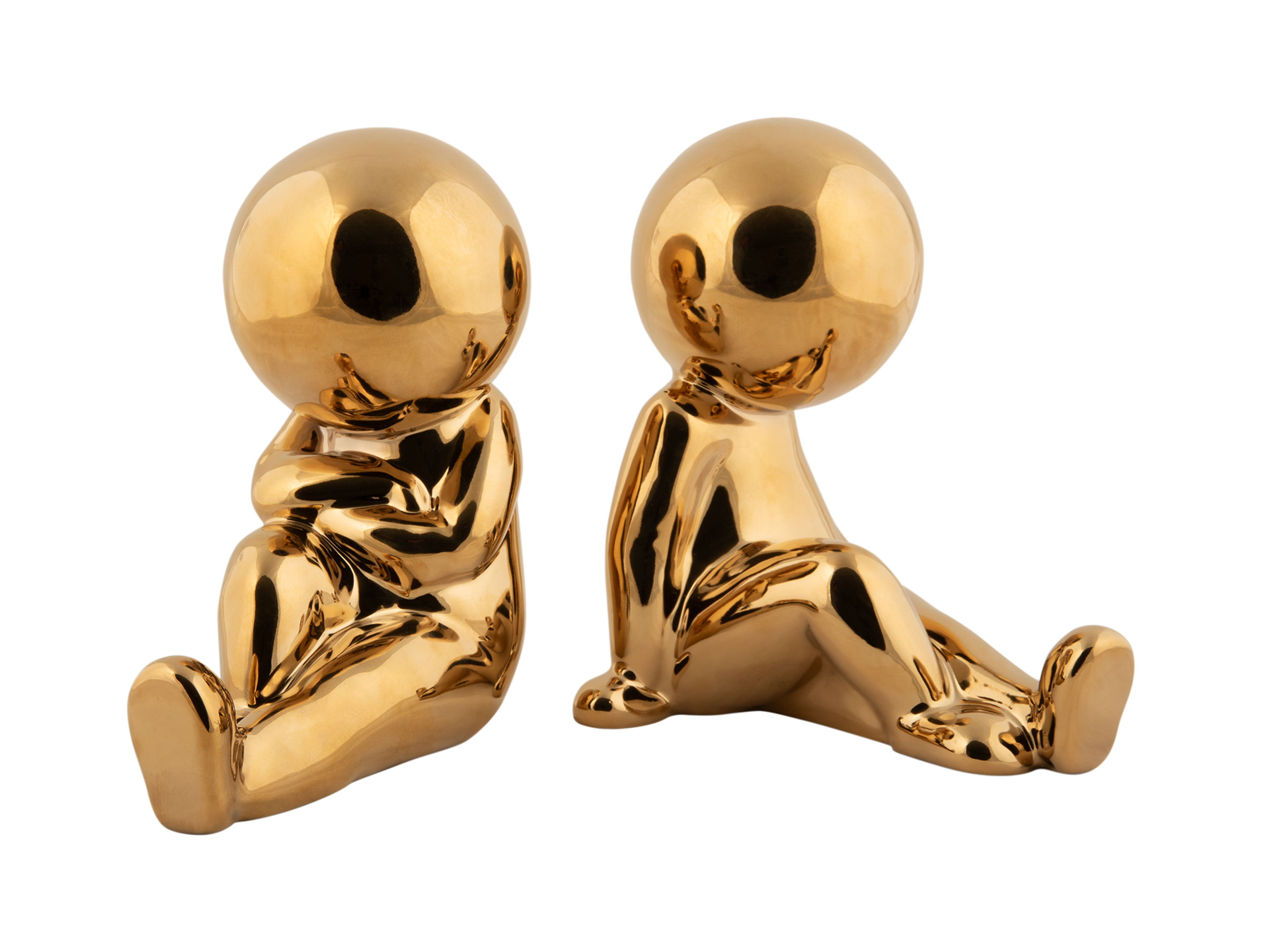 Present Time Boekensteun Joey Ceramic Gold Plated set 2 stuks - 17x11x17.3 cm