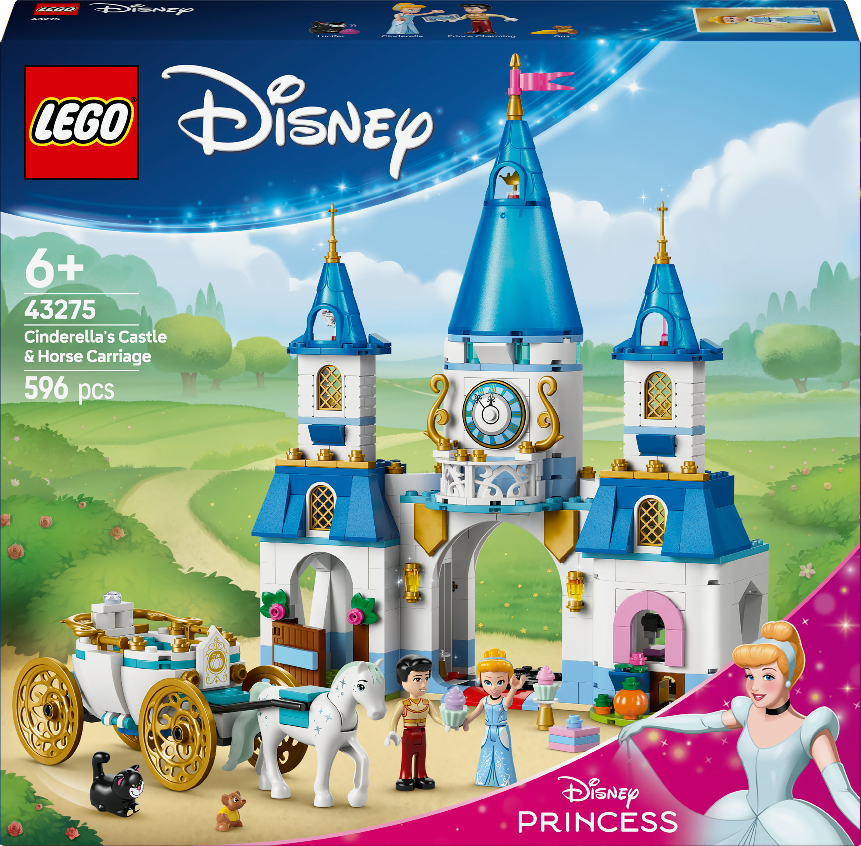 LEGO Disney Princess 43275 Assepoesters Kasteel en Paardenkoets