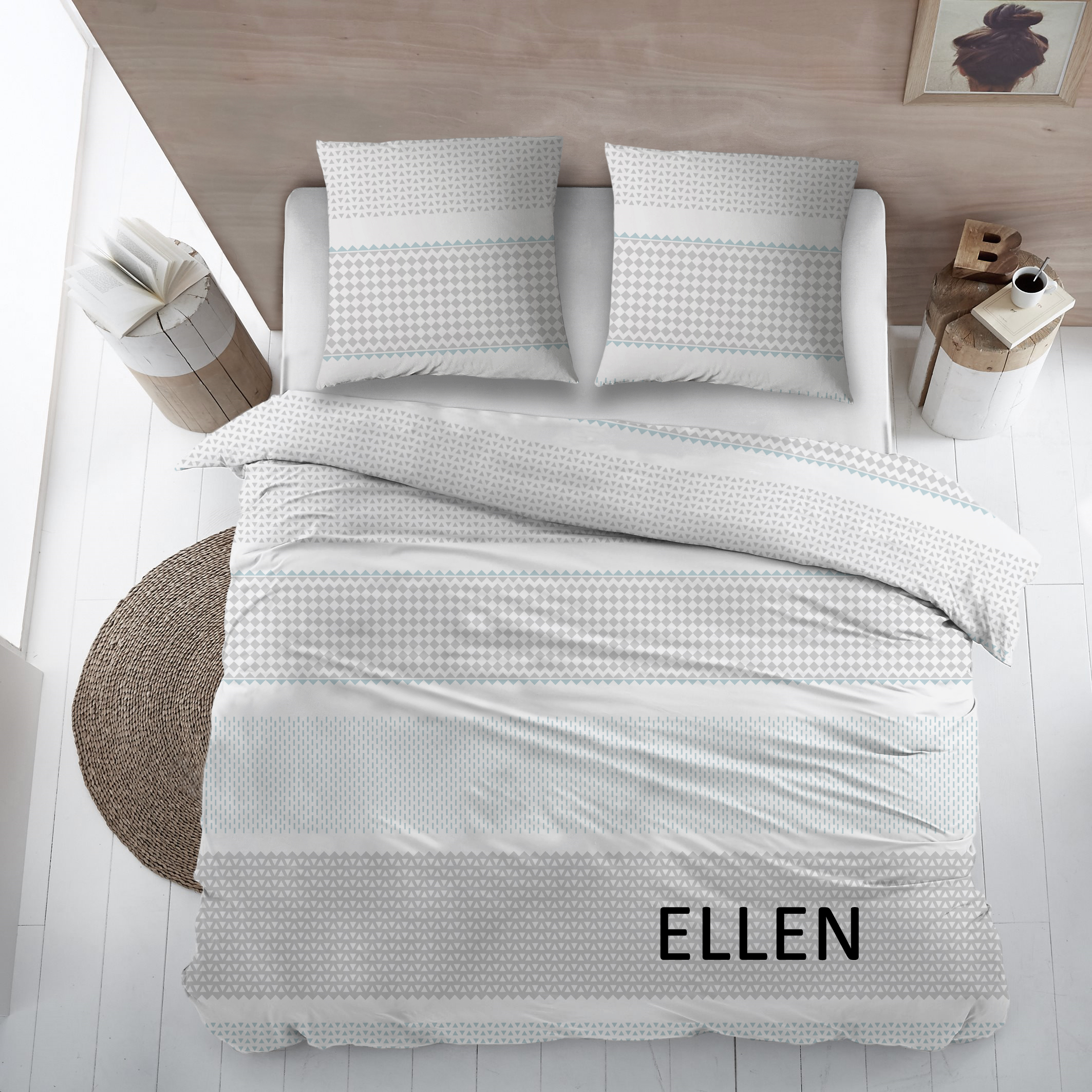Cottons Dekbedovertrekset Ellen 140x220 cm Flanel Grijs Blauw