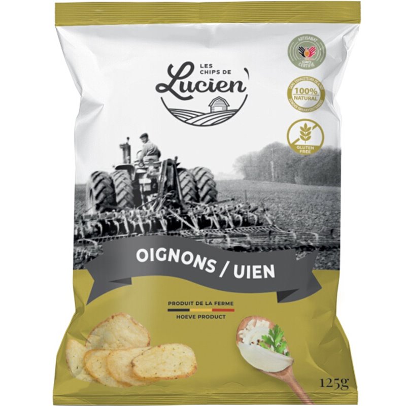 Les Chips de Lucien Belgische Chips met Ui 125g