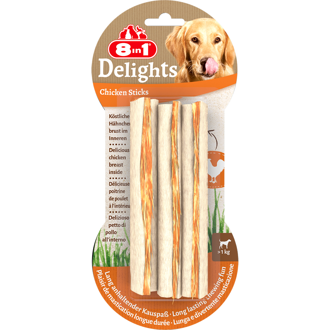 8in1 Delights Bones Sticks Chicken The Original - 3 stuks - 2-35 kg