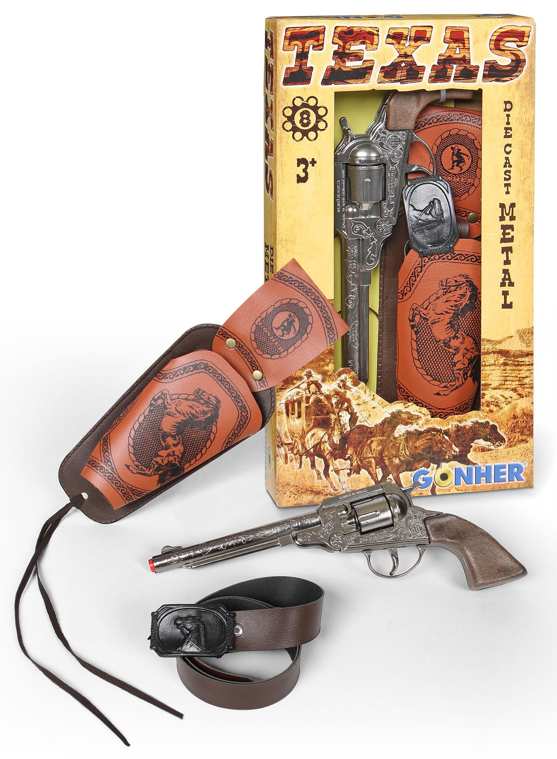 Gonher Cowboy Revolverset, 1 revolver metaal met Holster en Riem, Wild West