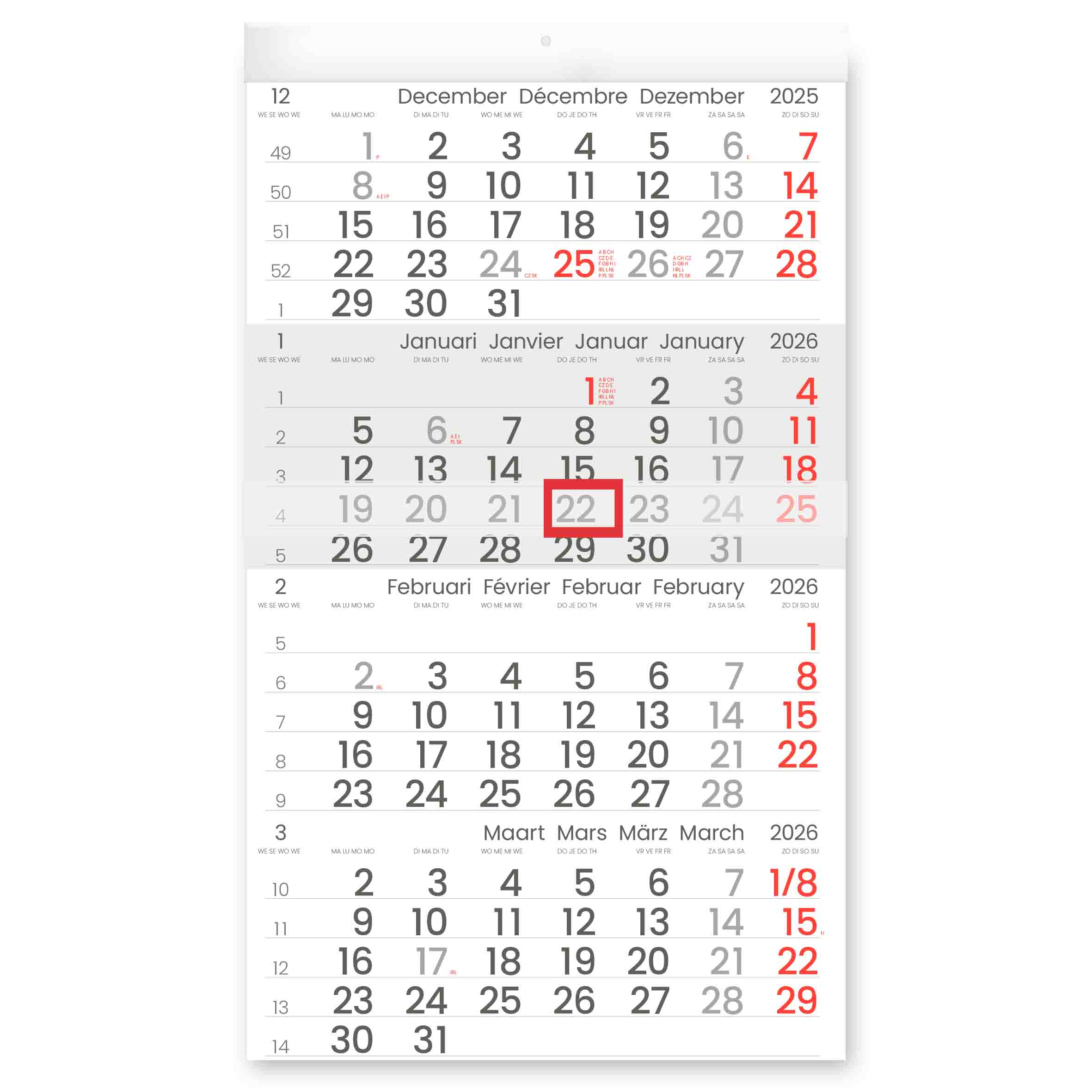 4-Maandkalender 2026 Manager