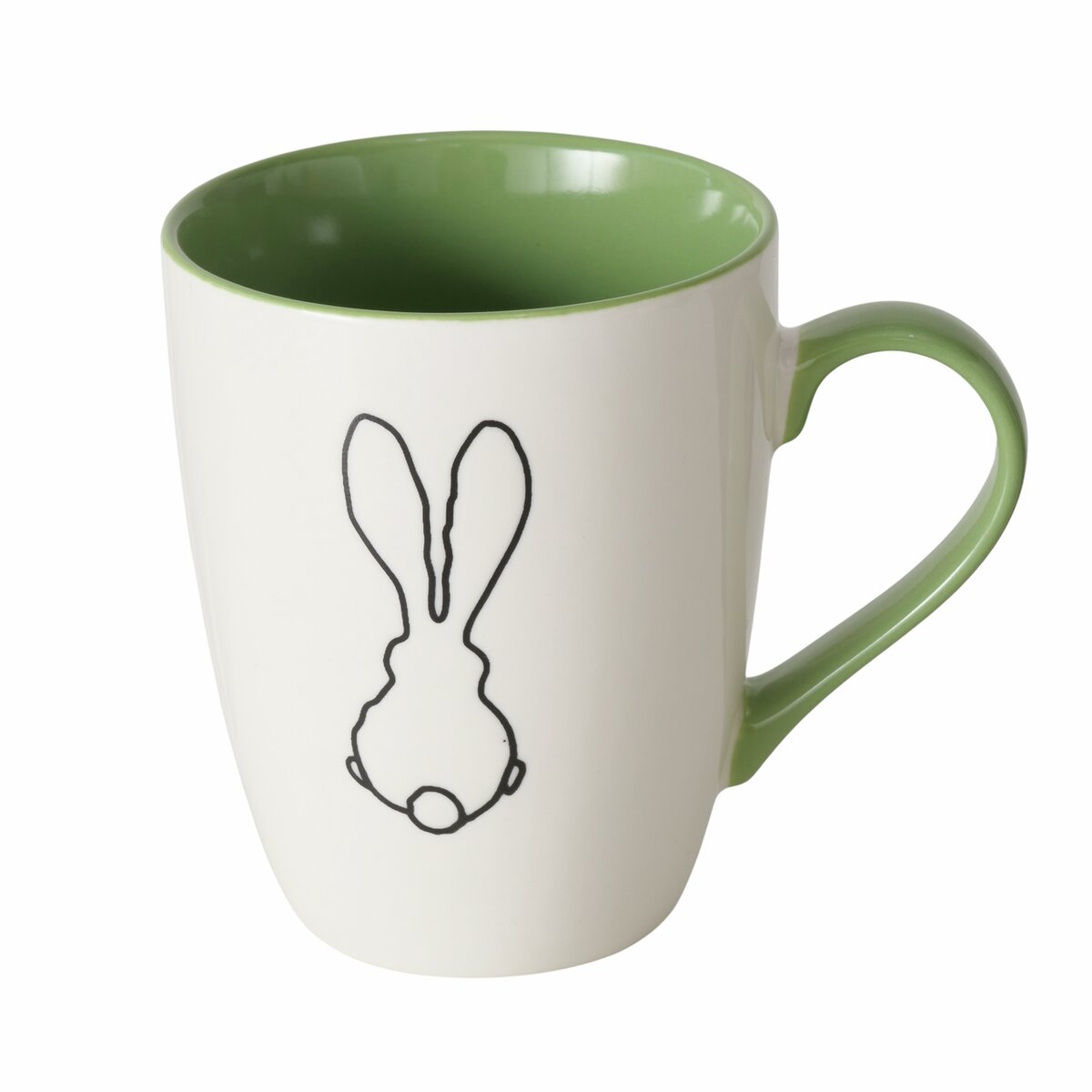 Boltze Home Mok Netti 340ml - Keramiek - Wit/Groen - 8.5x10 cm - Konijn