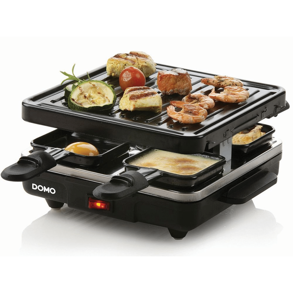 Domo Raclette Grill DO9147G, 4 pannen + bakplaat, 600 watt, 