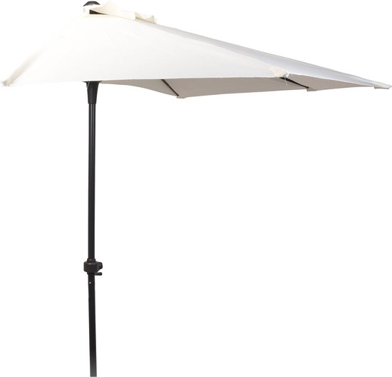 Parasol voor Balkon Half Rond 2.5 m met 6 baleinen Creme