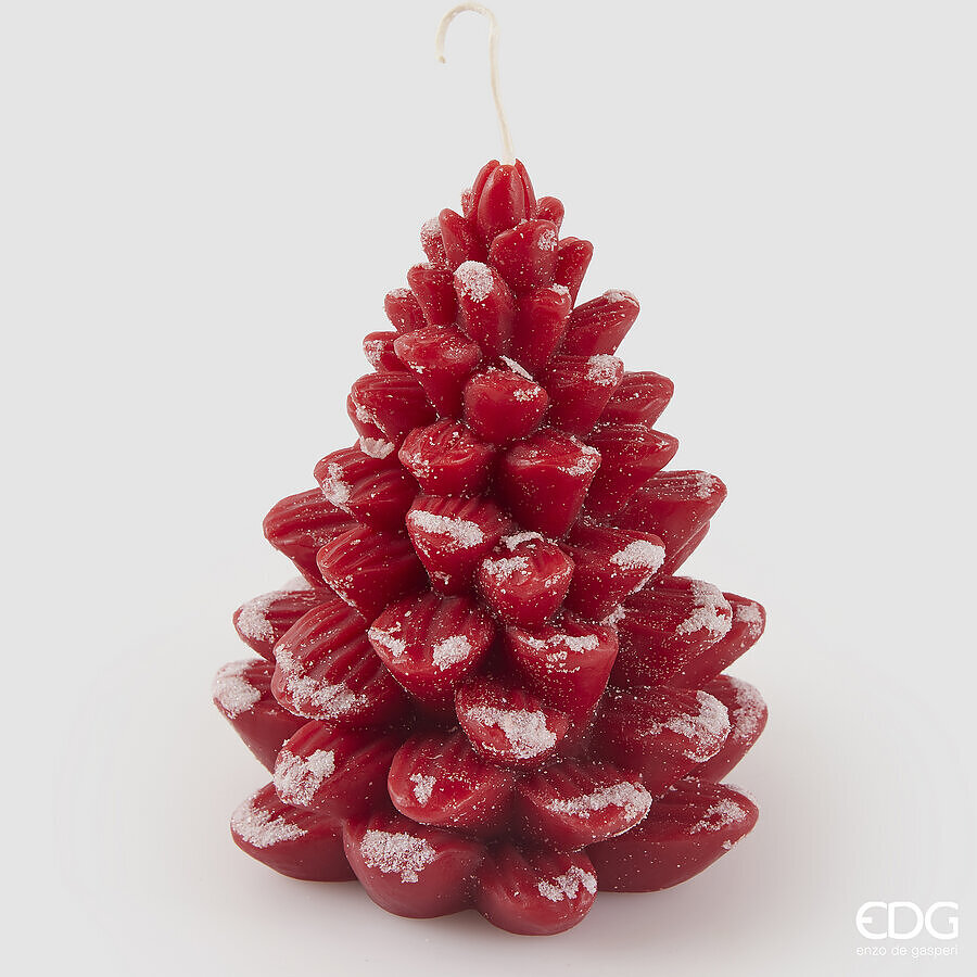 EDG Kaars Dennenboom Rood 610g - 13.5x16 cm - 32 Branduren