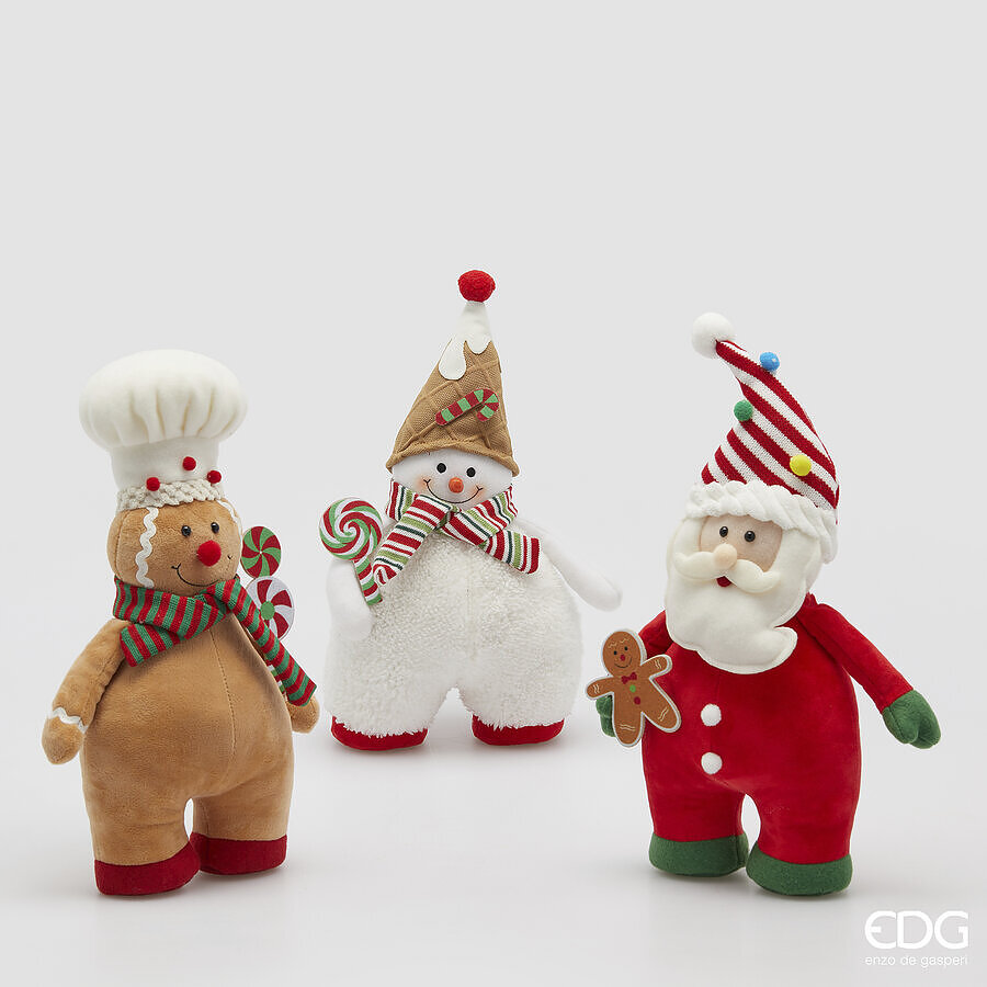 EDG Sneeuwman/Kerstman/Peperkoeken Mannetjes 38cm - assorti - prijs per stuk