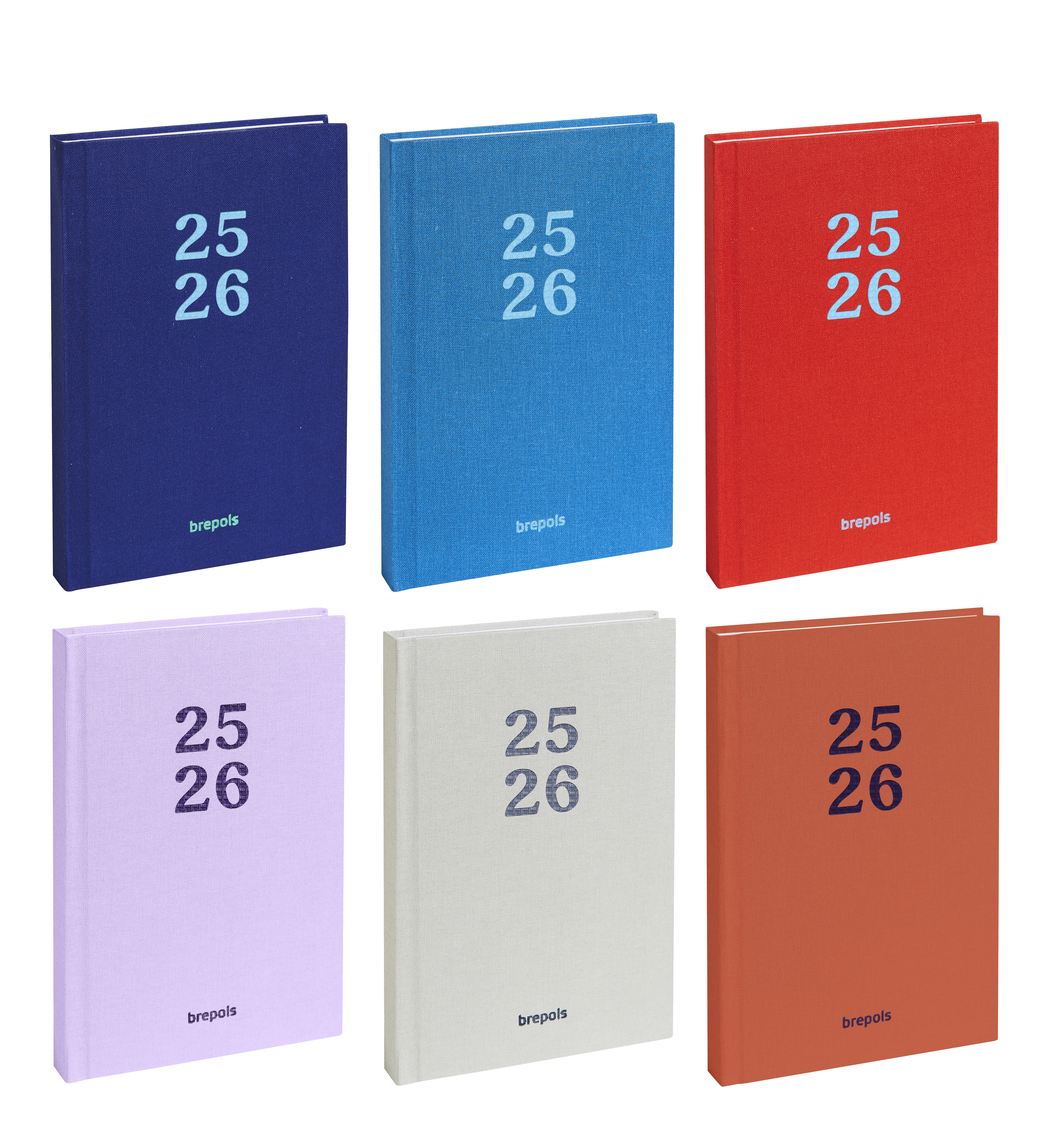 Brepols Schoolagenda 2025-26 Rainbow 1dag/pag Linnen assorti 11.5x16.9 cm - per stuk