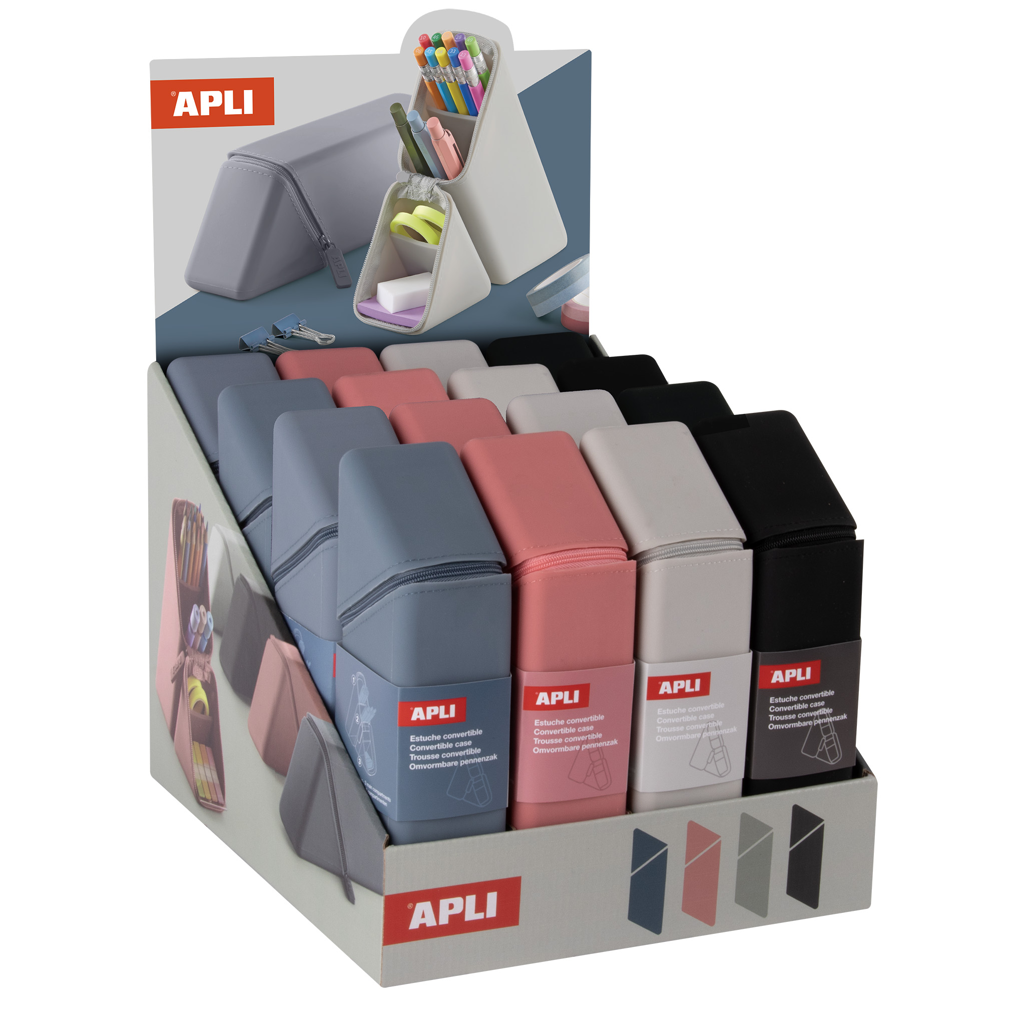 Apli Pennenzak Up North omvormbaar Silicone 23x7.5x5.5 cm assorti - prijs per stuk