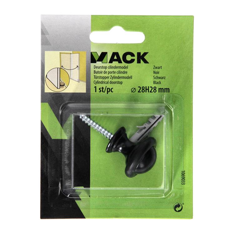 Mack Deurstop Cilinder Zwart 28x28 mm