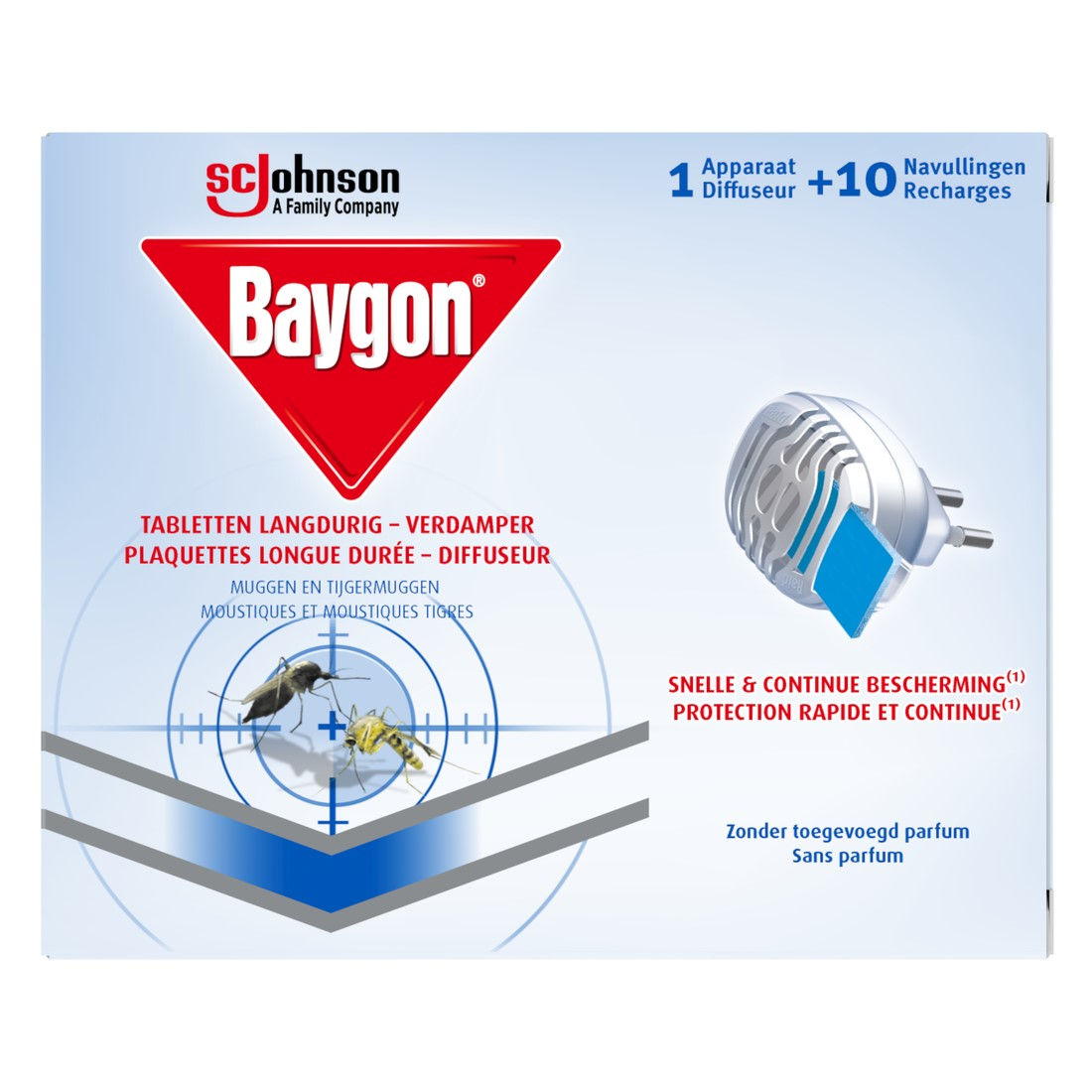 Baygon Tabletten Verdamper tegen Muggen Apparaat met 10 Tabletten - werkt 12u
