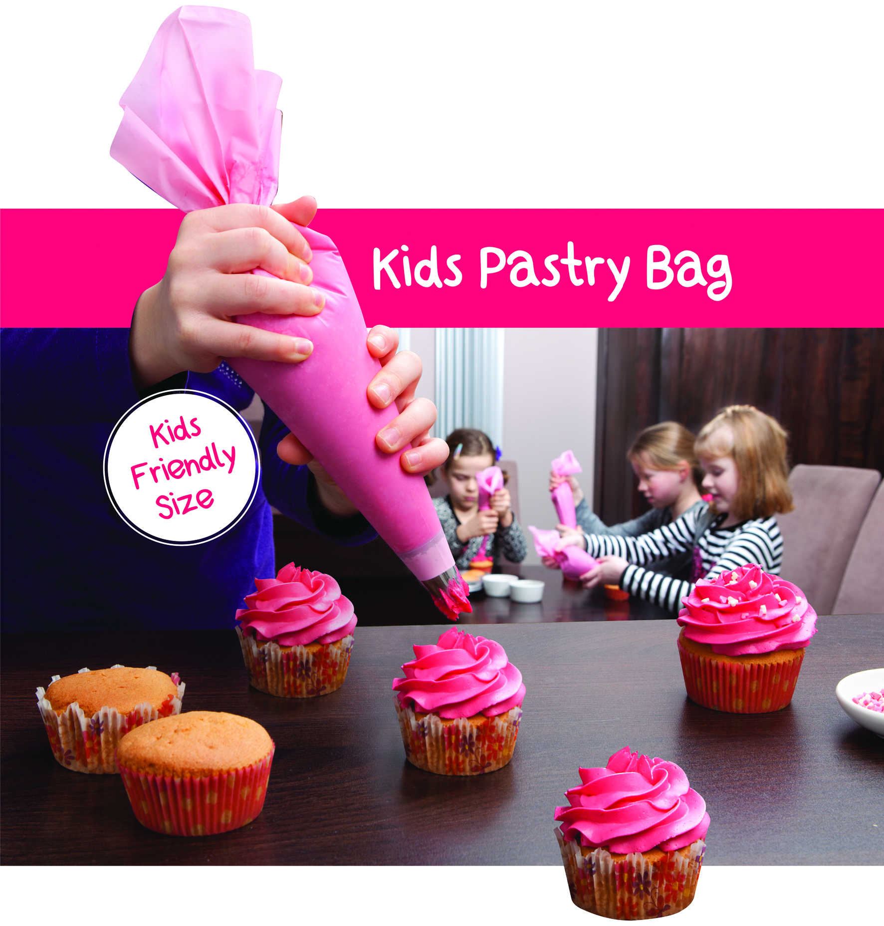 One Way Spuitzak Kids Pastry Pink Set 10 stuks - 30x17 cm - op Rol