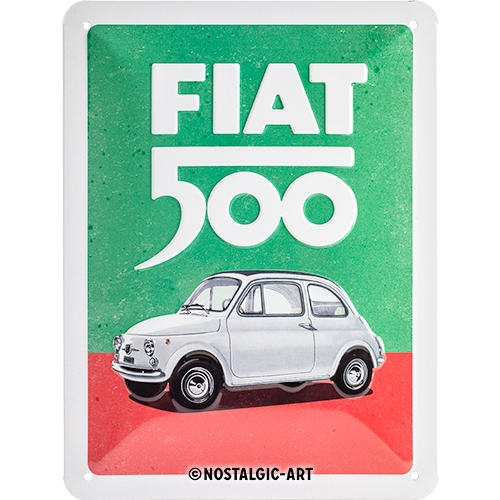 Nostalgic Art Tinnen Bord 15x20 cm Fiat 500 - Italian Colours