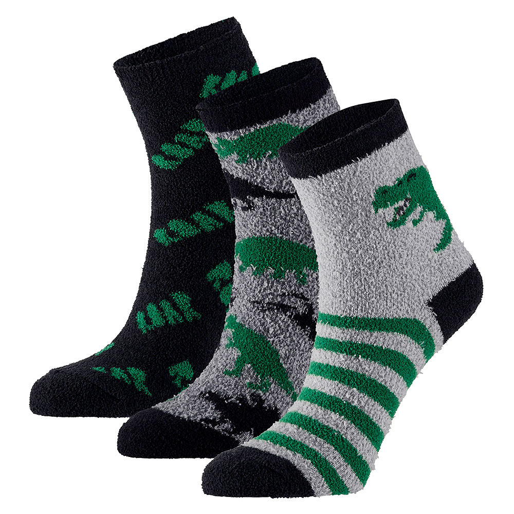 Apollo Homesocks Jongens Softy 3 paar Grijs/Groen - 27/30