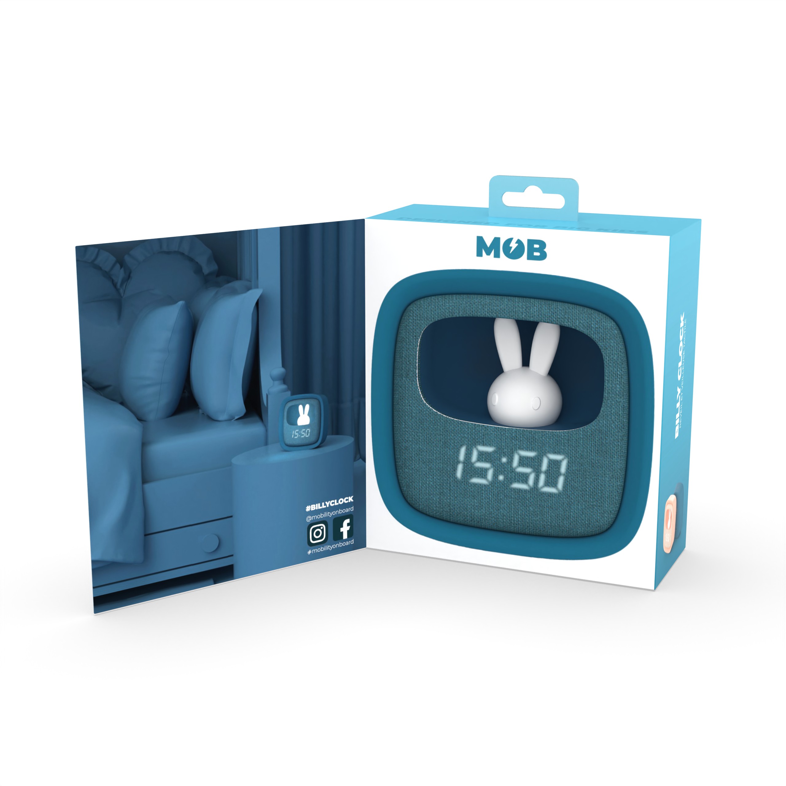 MOB Billy Wekker Donker Blauw met Nachtlamp