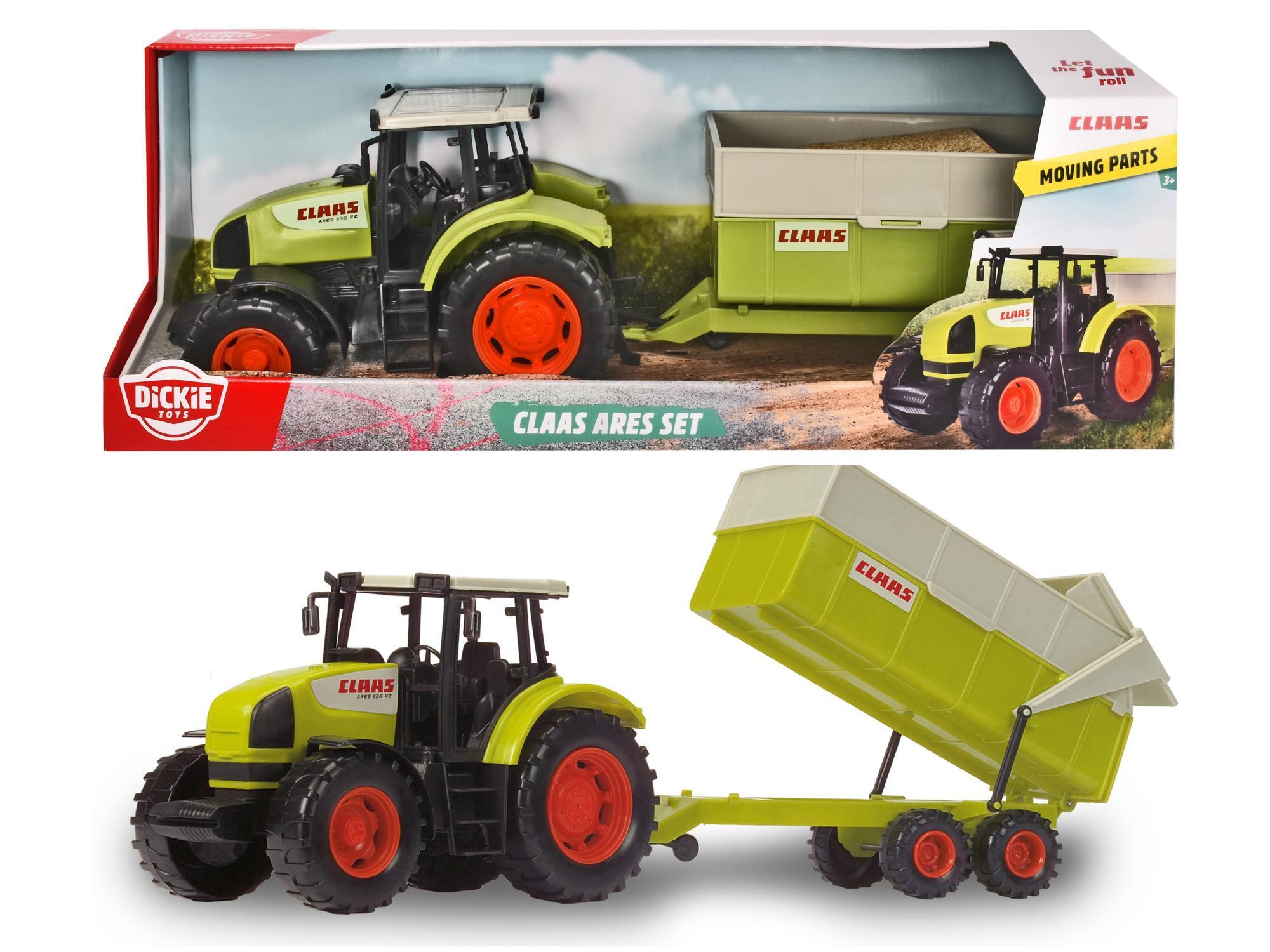 Claas Tractor met Aanhanger 57 cm Claas Ares Set Tractor met Kipkar