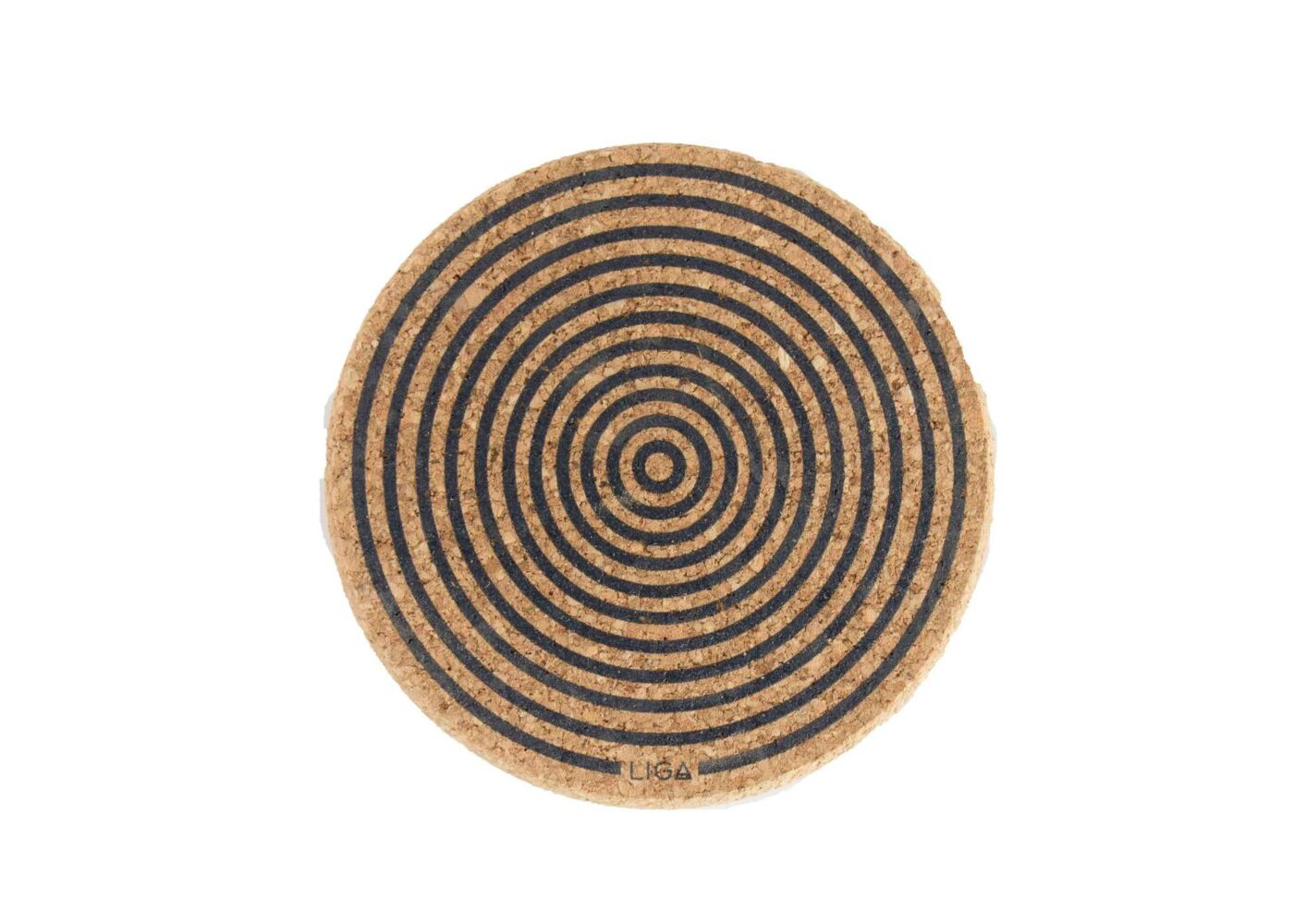 Liga Onderzetter Orbit Rond 10cm set 4 stuks - Beige/Grijs - Kurk
