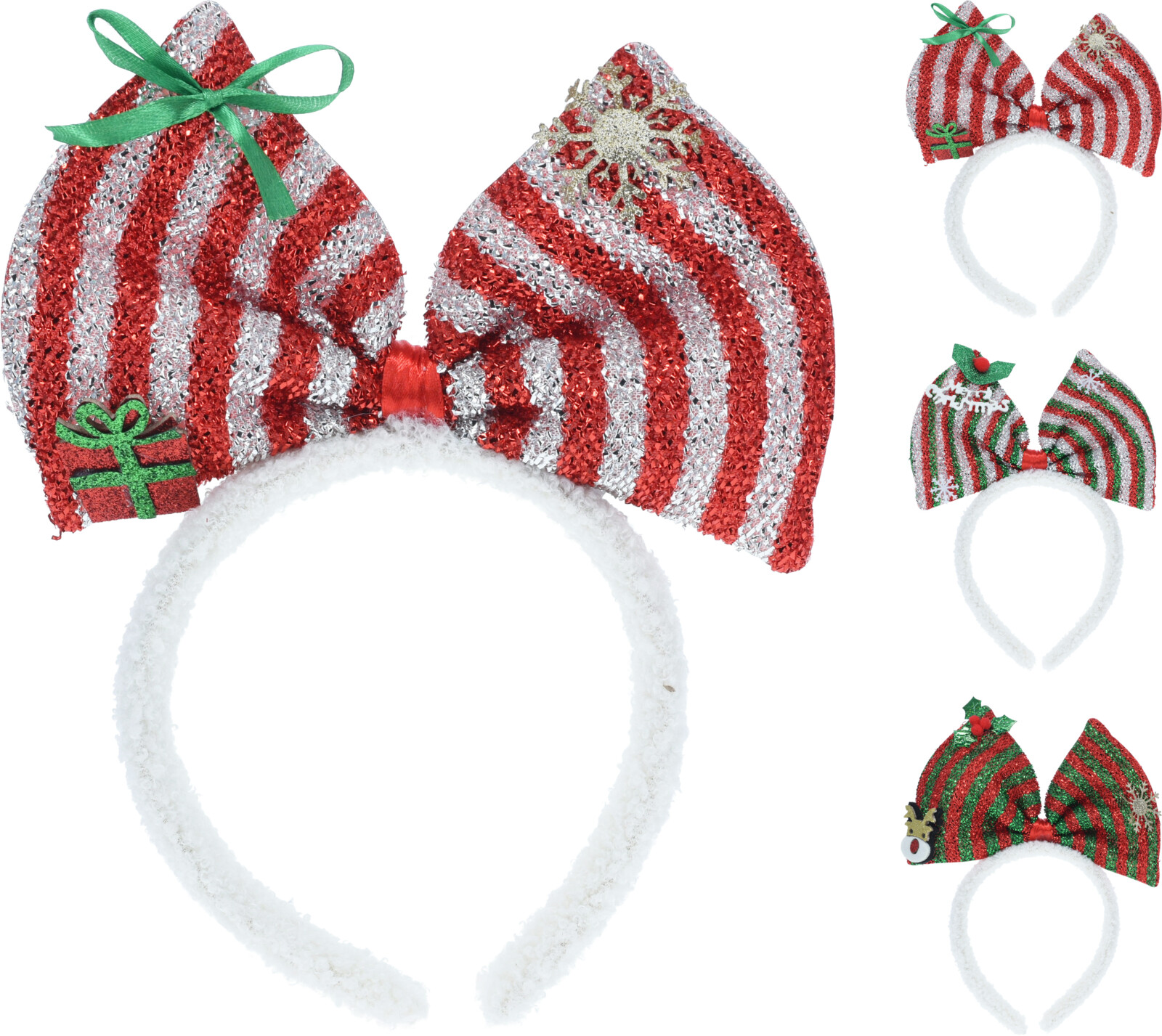 Diadeem Kerststrik 24cm - assorti - prijs per stuk